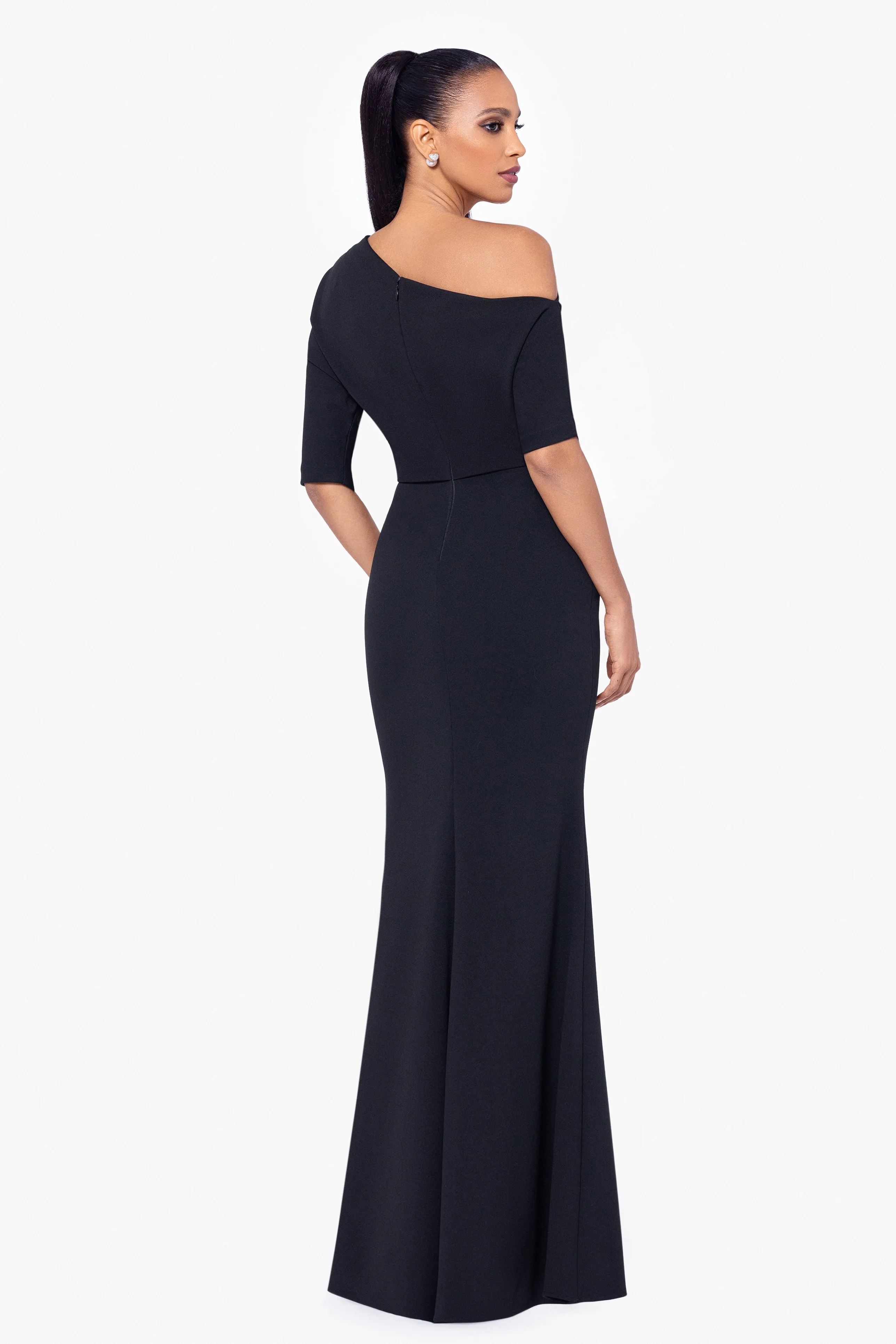 “Madeline” Scuba Crepe Off The Shoulder Dress sold by Betsy & Adam product image thumbnail 3