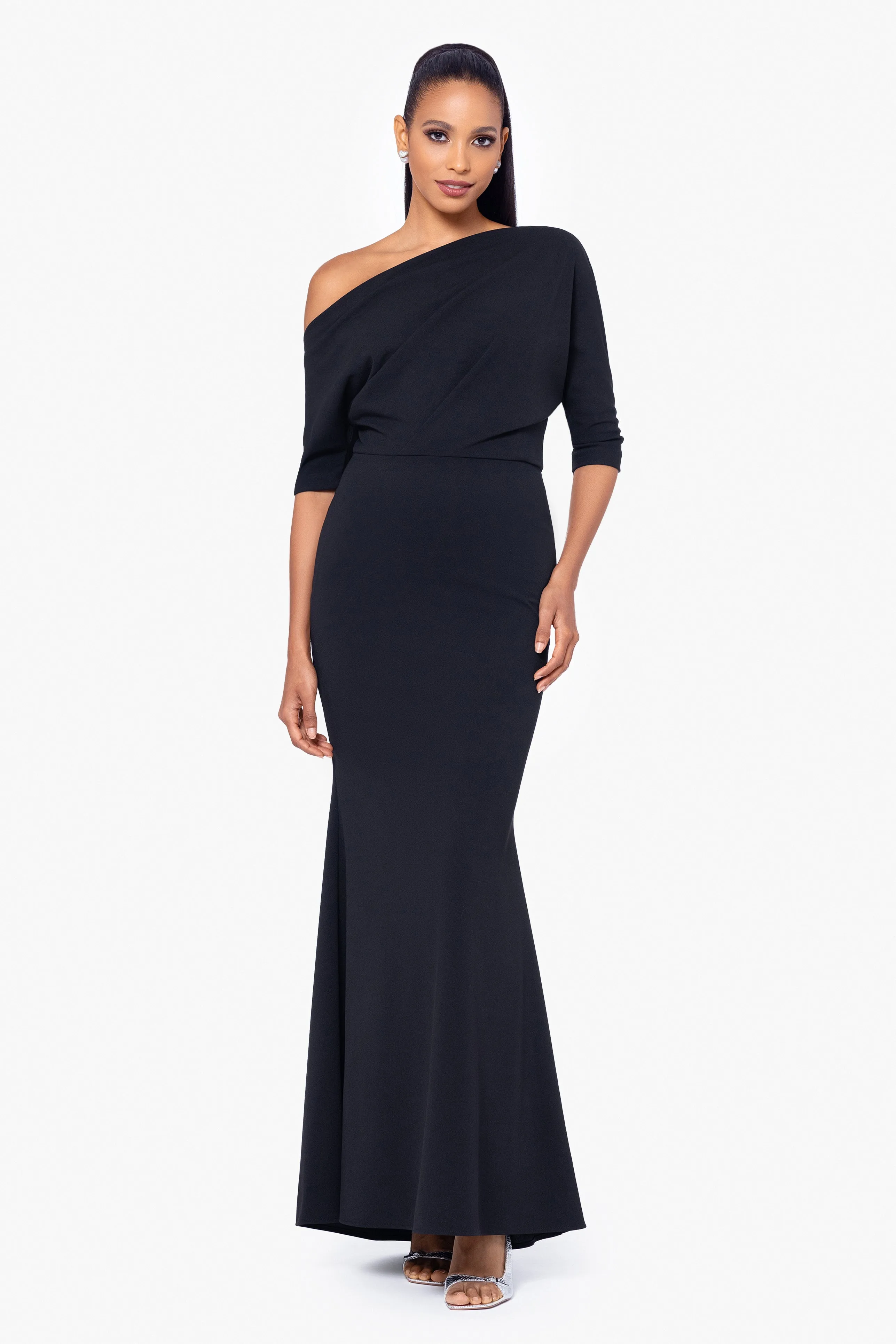 “Madeline” Scuba Crepe Off The Shoulder Dress sold by Betsy & Adam