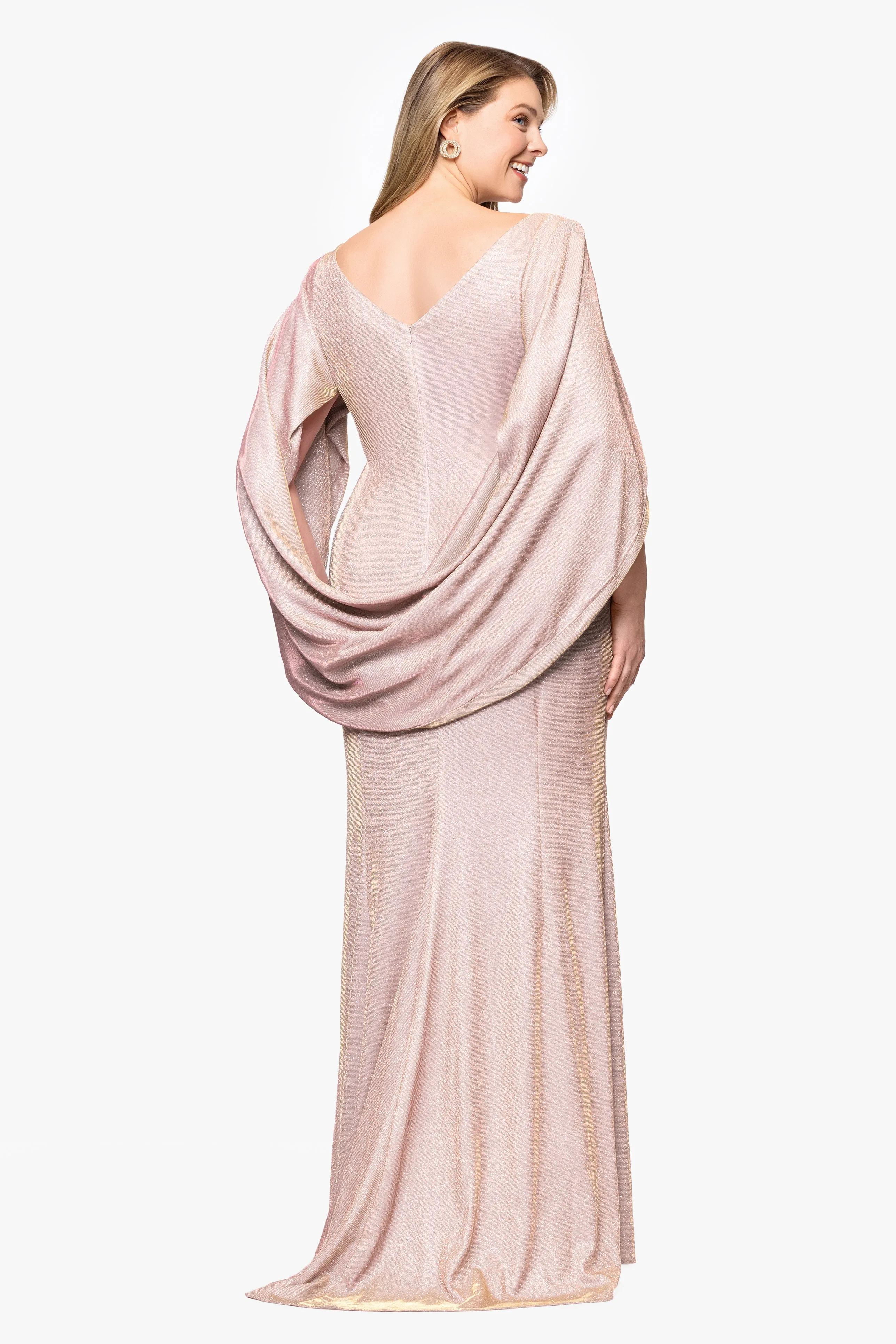 "Gracie" Plus Metallic Knit Glitter Draped Dress sold by Betsy & Adam product image thumbnail 3