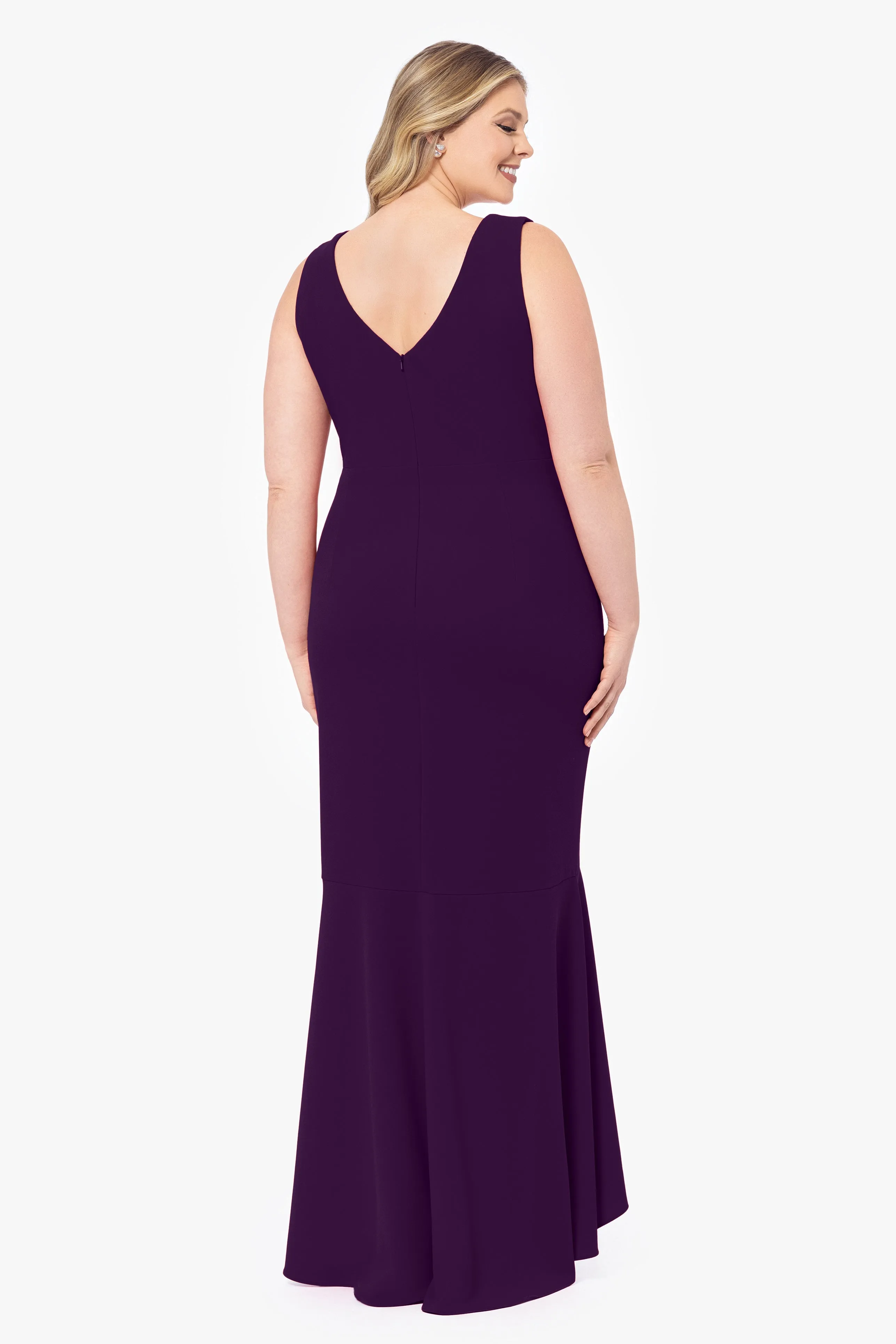 "Candace" Plus V-Neck Hi Low Cascade Dress sold by Betsy & Adam product image thumbnail 3