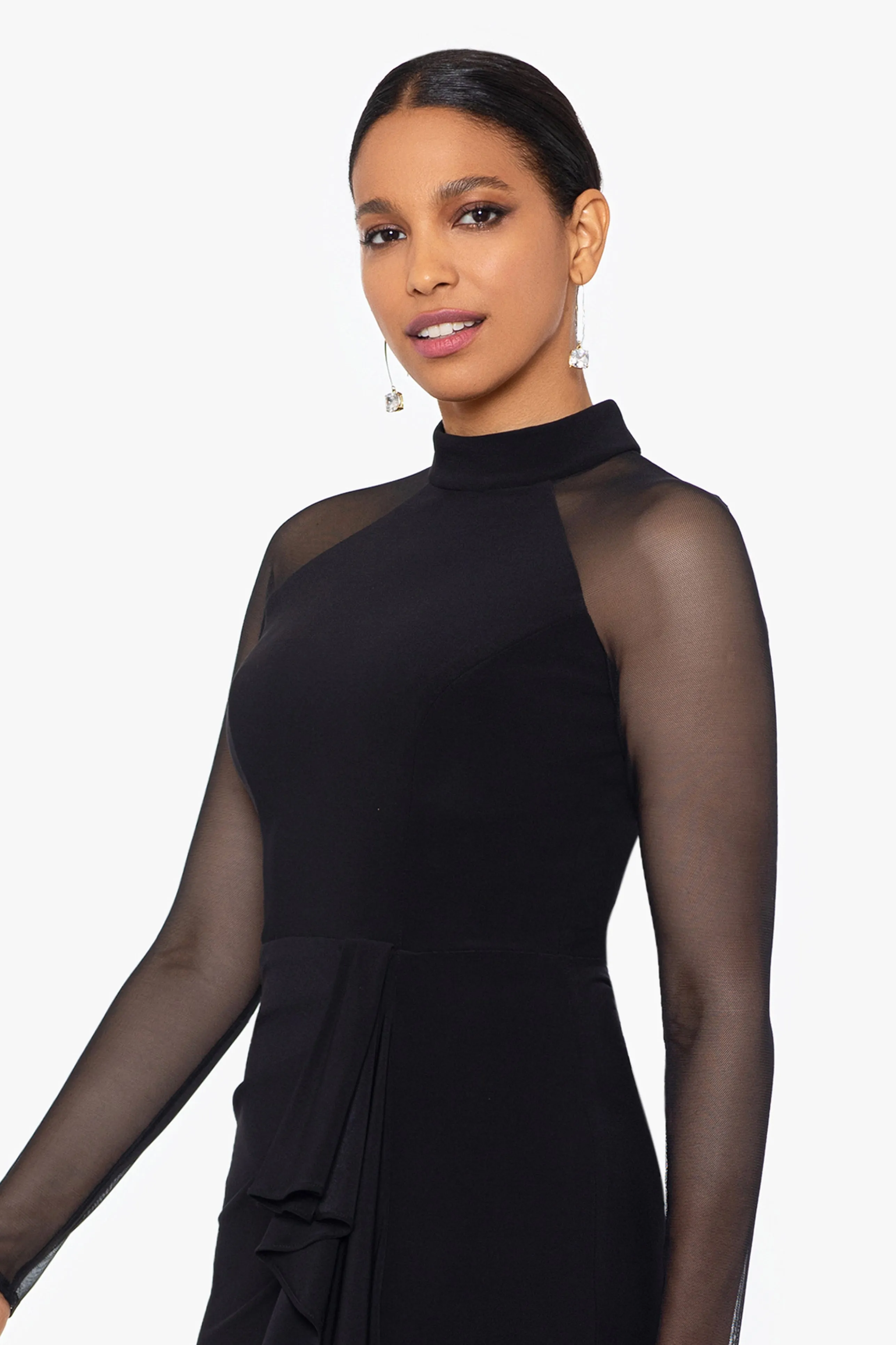 "Natalie" Scuba Crepe Mesh Sleeve Dress sold by Betsy & Adam product image thumbnail 5