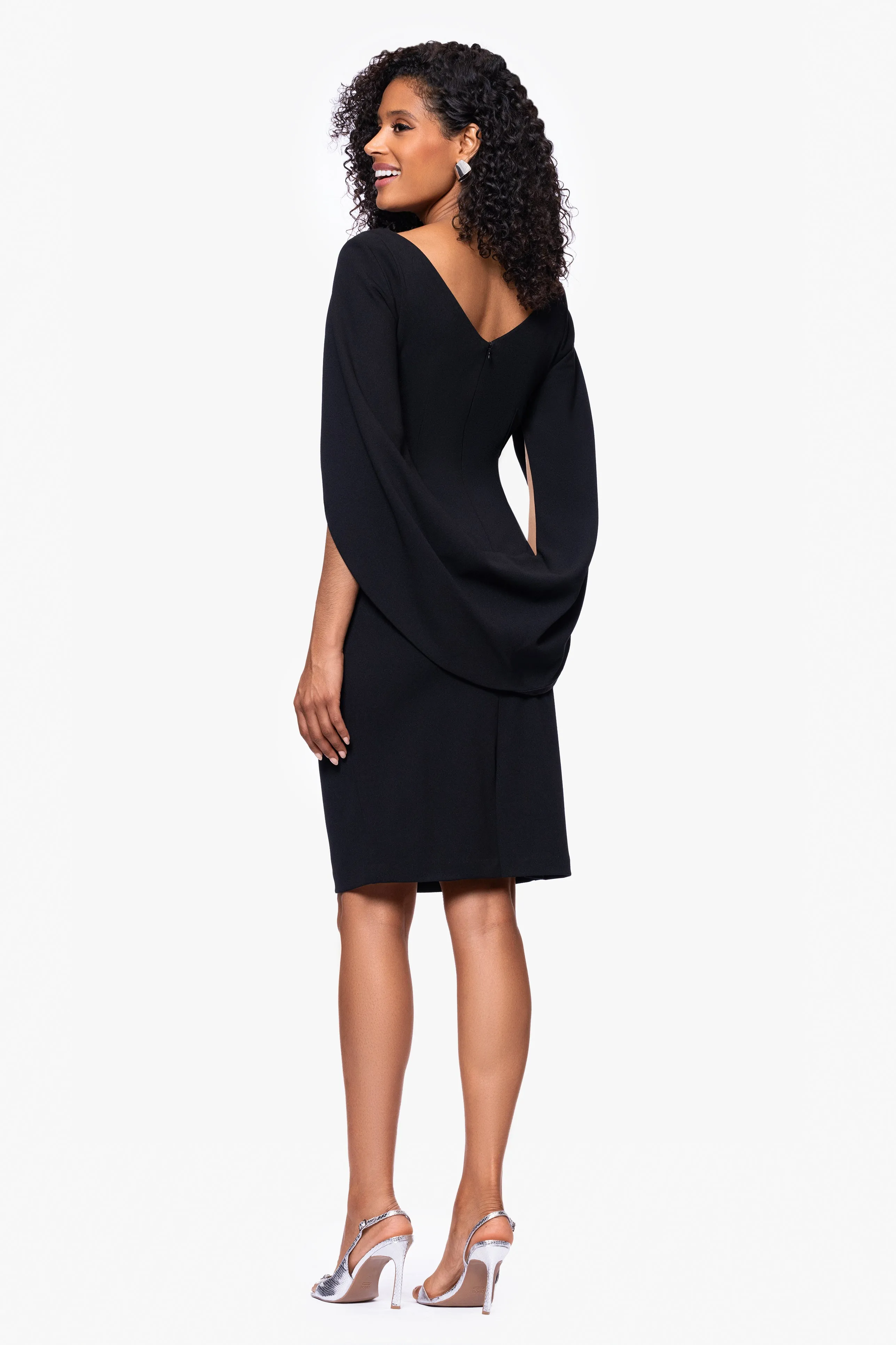 "Jordan" Petite Scuba Crepe Draped Back Short Dress sold by Betsy & Adam product image thumbnail 3