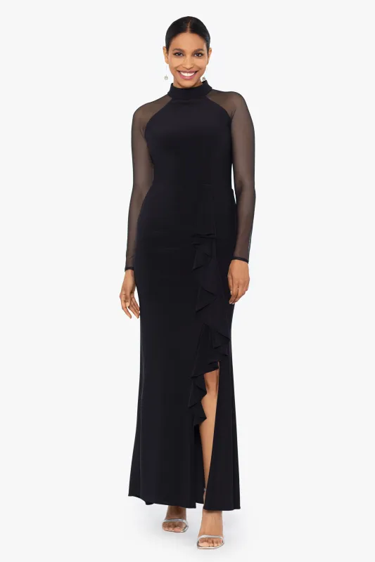 "Natalie" Scuba Crepe Mesh Sleeve Dress made by Betsy & Adam