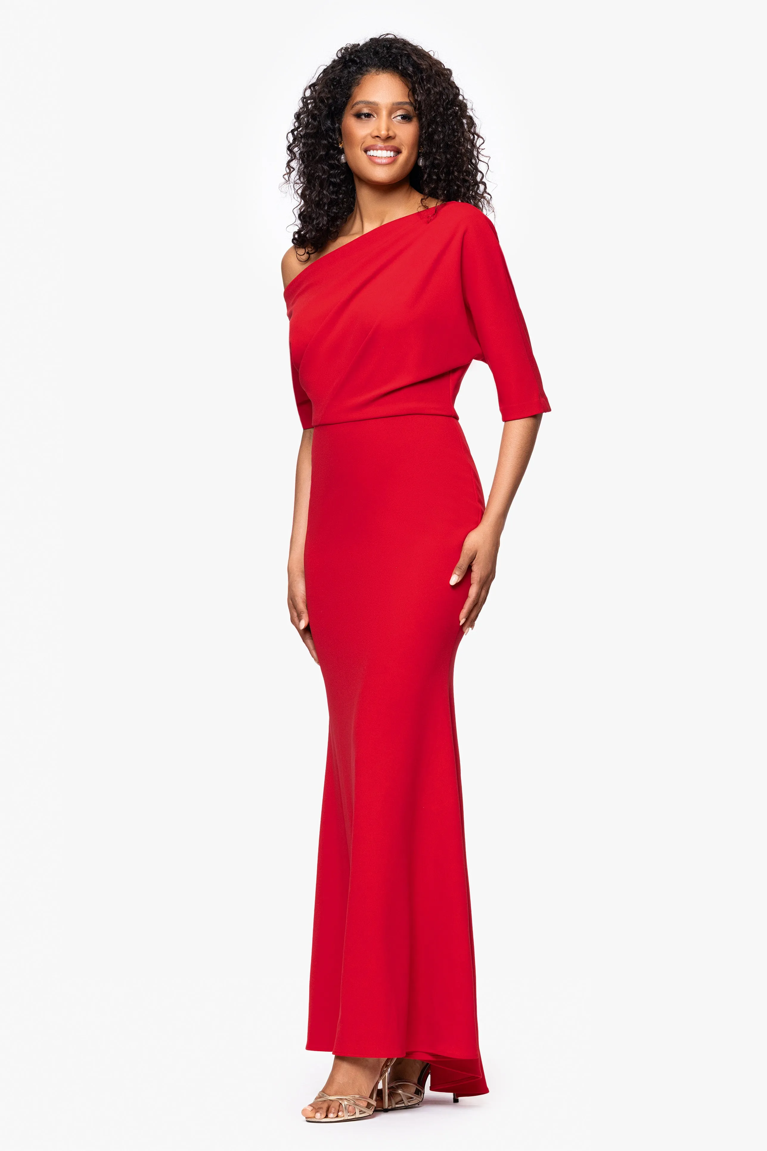 “Madeline” Scuba Crepe Off The Shoulder Dress sold by Betsy & Adam product image thumbnail 4