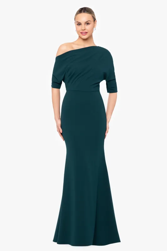 “Madeline” Scuba Crepe Off The Shoulder Dress made by Betsy & Adam