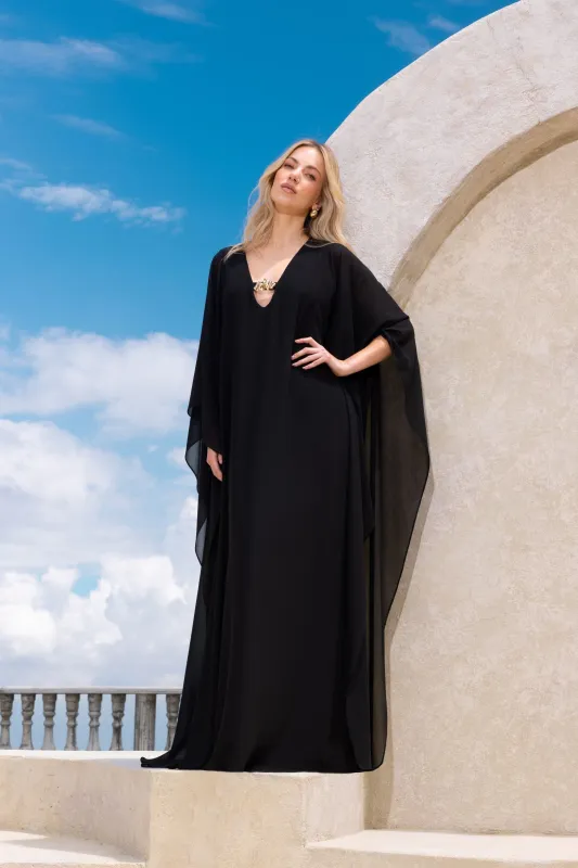 “Judy” Souffle Chiffon Kaftan Dress made by Betsy & Adam