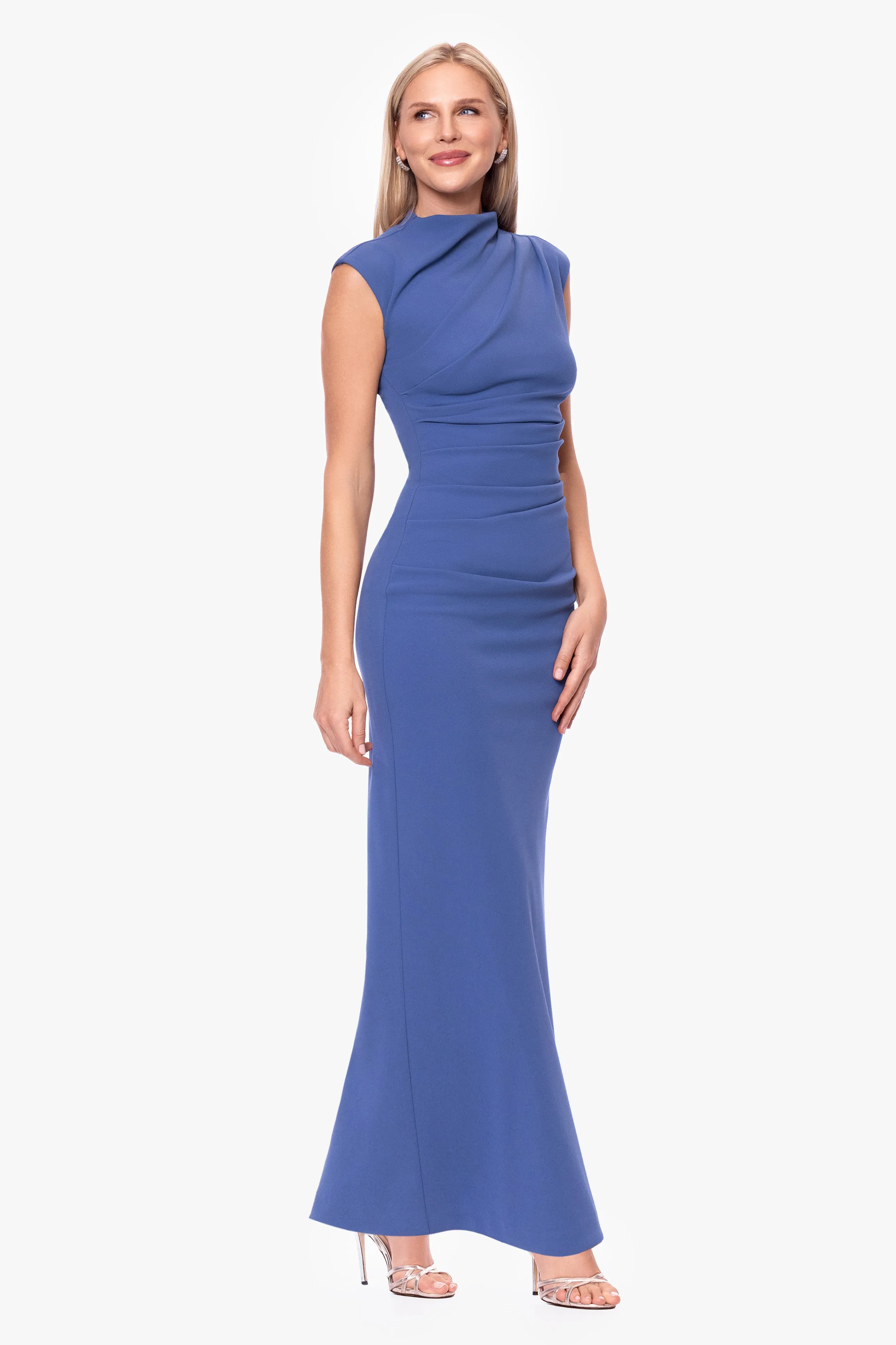 Petite “Katalina” Scuba Crepe Ruched Mock Neck Dress sold by Betsy & Adam product image thumbnail 4