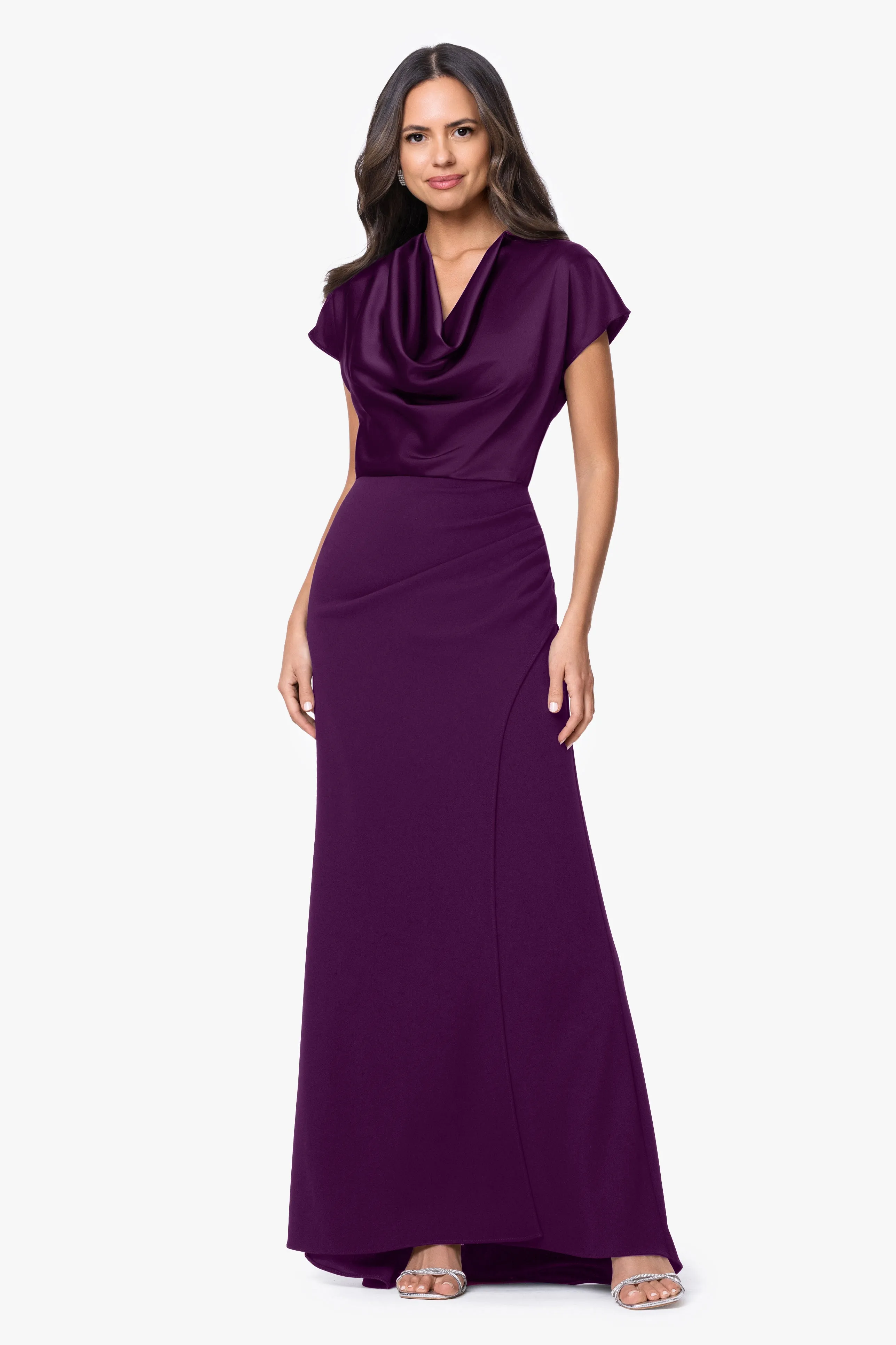 Petite "Rinna" Scuba Crepe & Satin Cowl Neck Dress sold by Betsy & Adam product image thumbnail 5