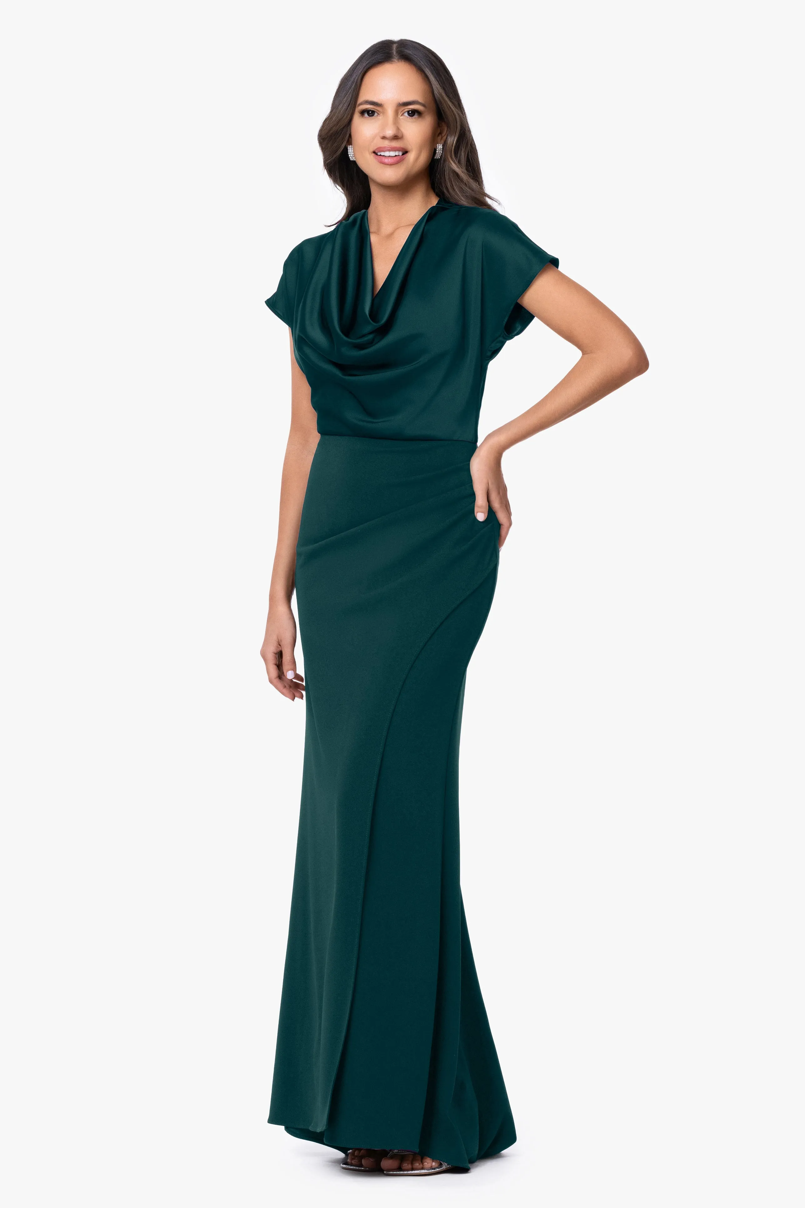 Petite "Rinna" Scuba Crepe & Satin Cowl Neck Dress sold by Betsy & Adam product image thumbnail 4