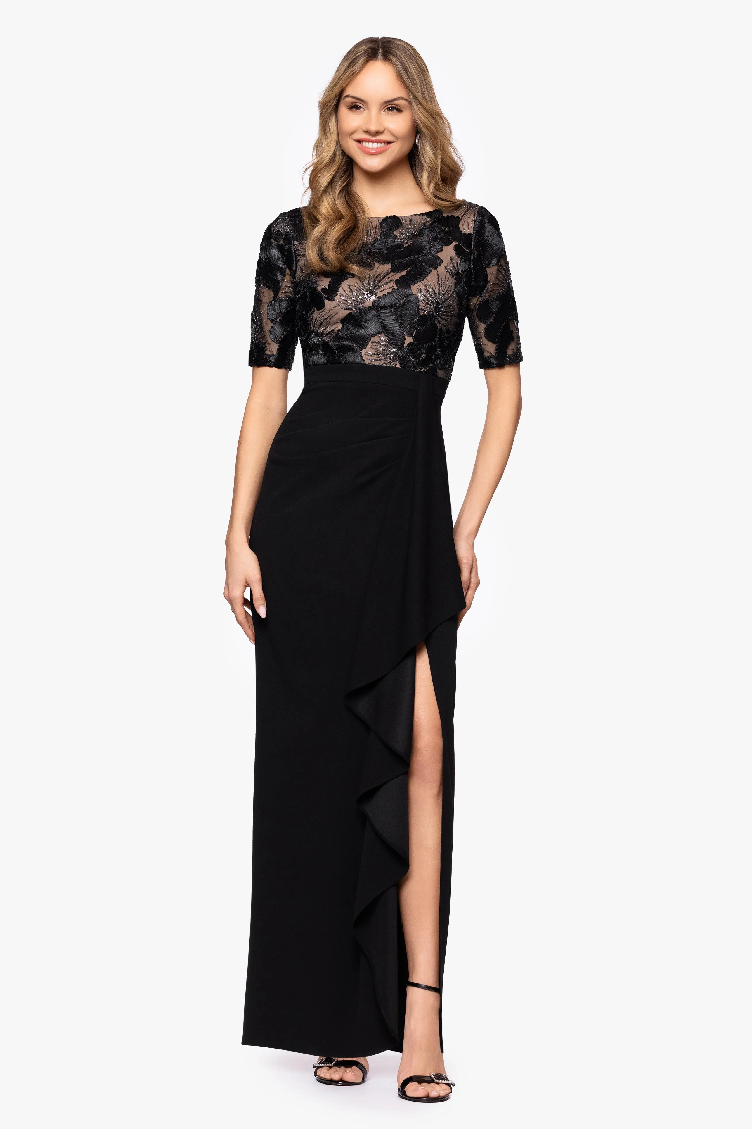 Petite “Mel” Soutache & Scuba Crepe Dress sold by Betsy & Adam product image thumbnail 2