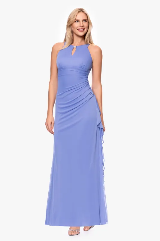 Petite “Petra” Sheer Matte Jersey Knit Key Hole Dress made by Betsy & Adam
