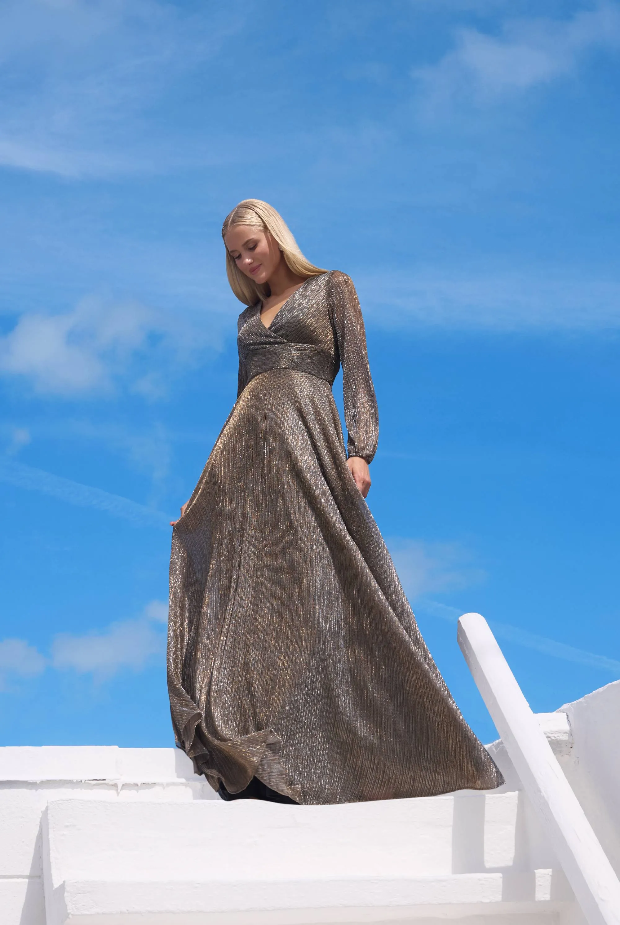 Petite "Alexa" Metallic Knit Long Sleeve Dress sold by Betsy & Adam product image thumbnail 5