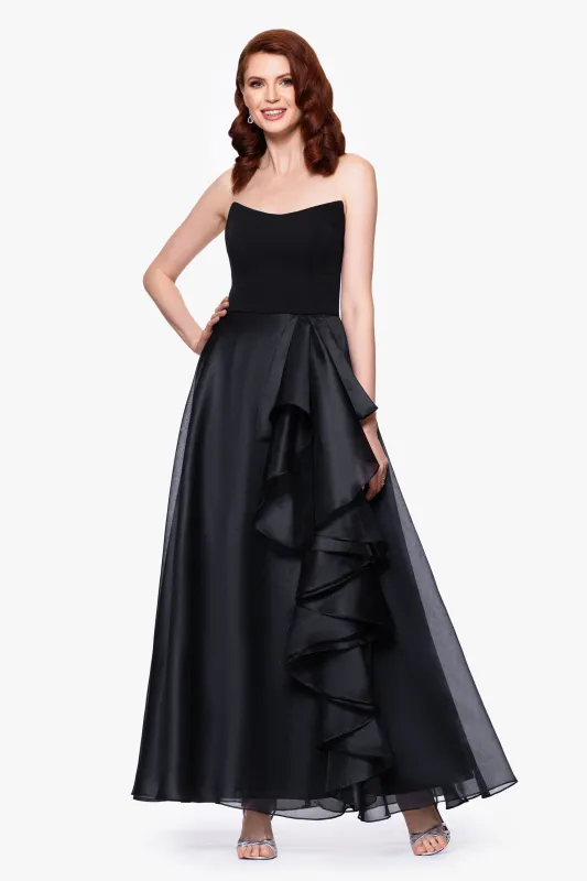 Petite "Josephine" Scuba Crepe & Organza Ruffle Dress made by Betsy & Adam