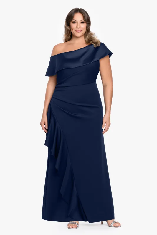 Plus "Mariah" Techno Scuba Off The Shoulder Dress made by Betsy & Adam