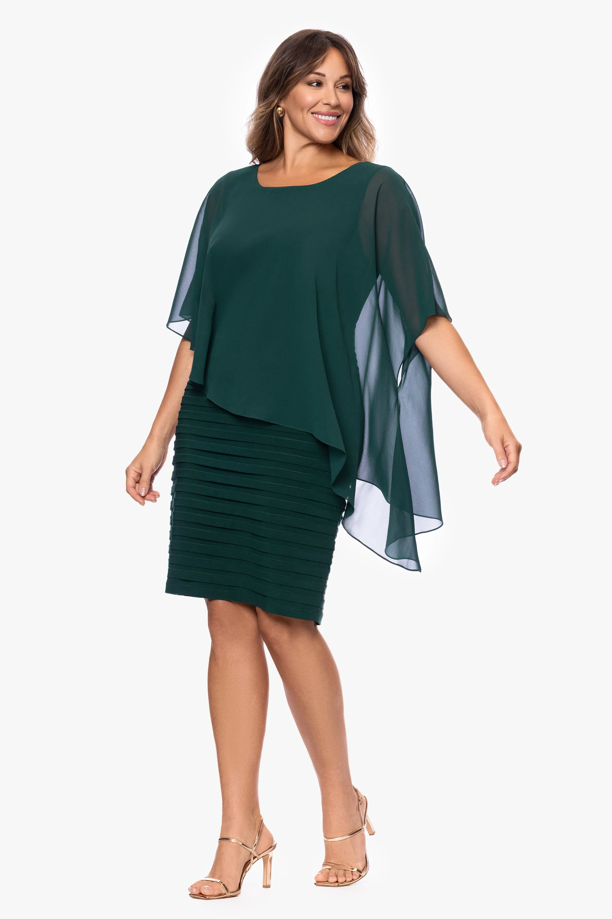 Plus "Charlotte" Jersey Knit With Chiffon Cape Shutter Dress sold by Betsy & Adam product image thumbnail 4