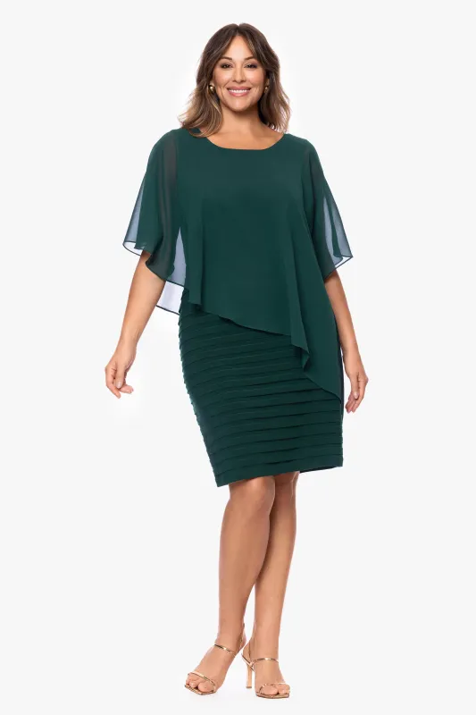 Plus "Charlotte" Jersey Knit With Chiffon Cape Shutter Dress made by Betsy & Adam