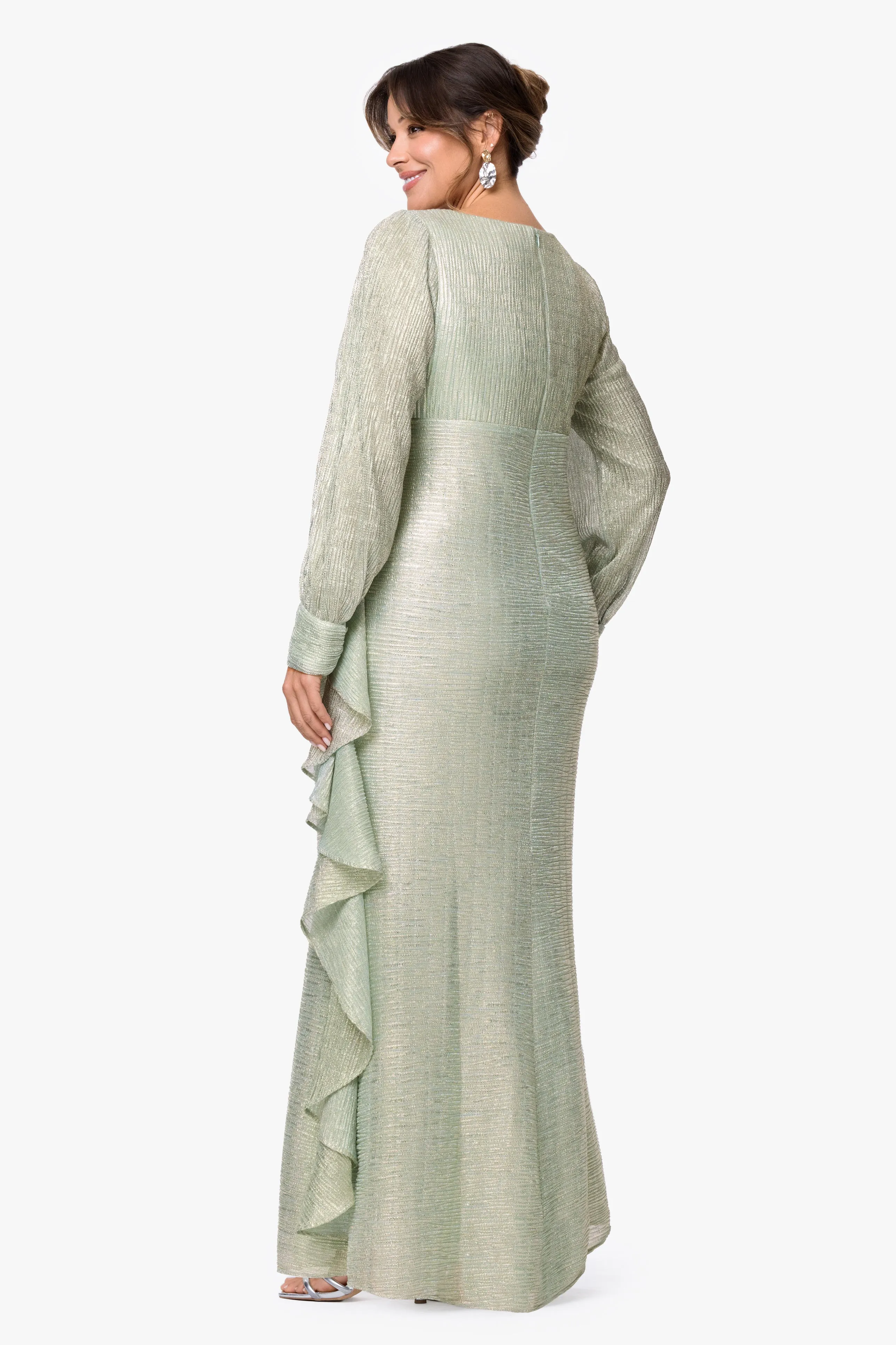 Plus "Nora" Metallic Long Sleeve Dress sold by Betsy & Adam product image thumbnail 3