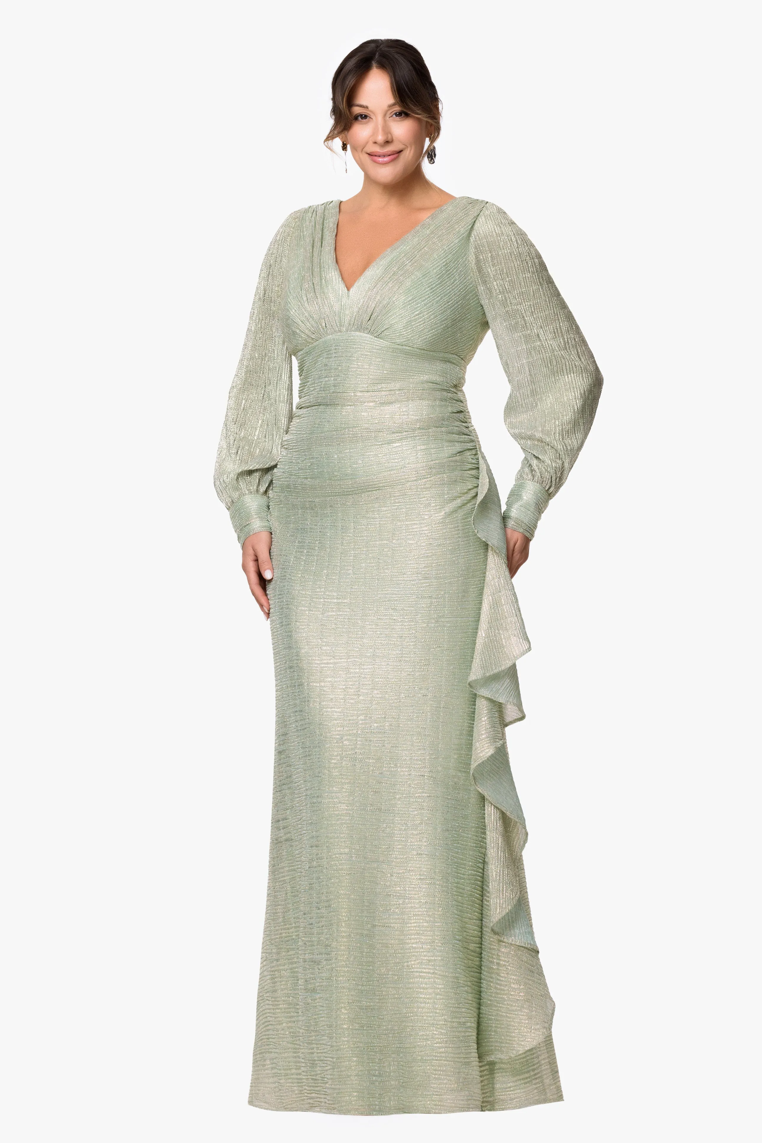 Plus "Nora" Metallic Long Sleeve Dress sold by Betsy & Adam product image thumbnail 4
