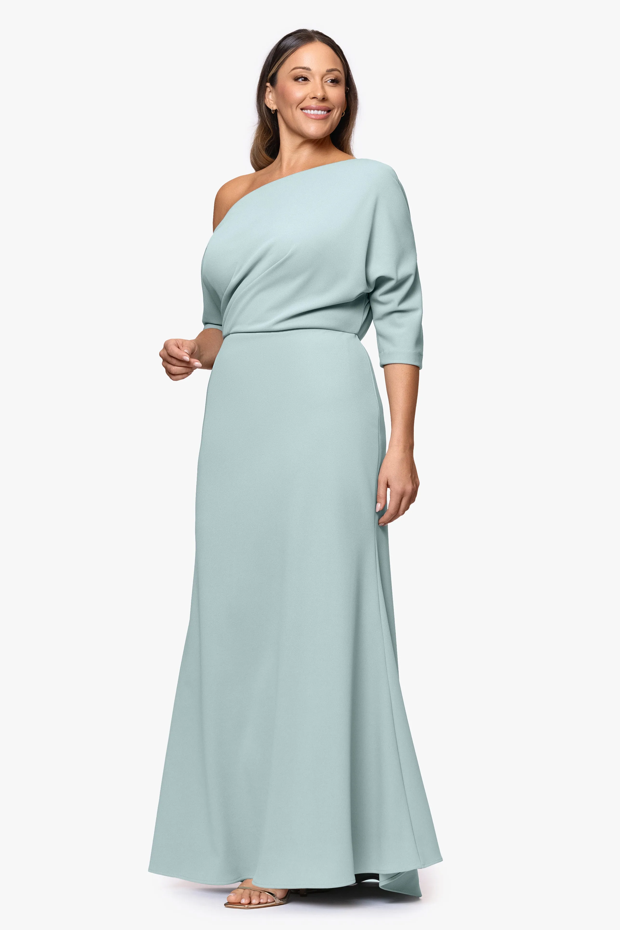 Plus “Madeline” Scuba Crepe Off The Shoulder Dress sold by Betsy & Adam product image thumbnail 4