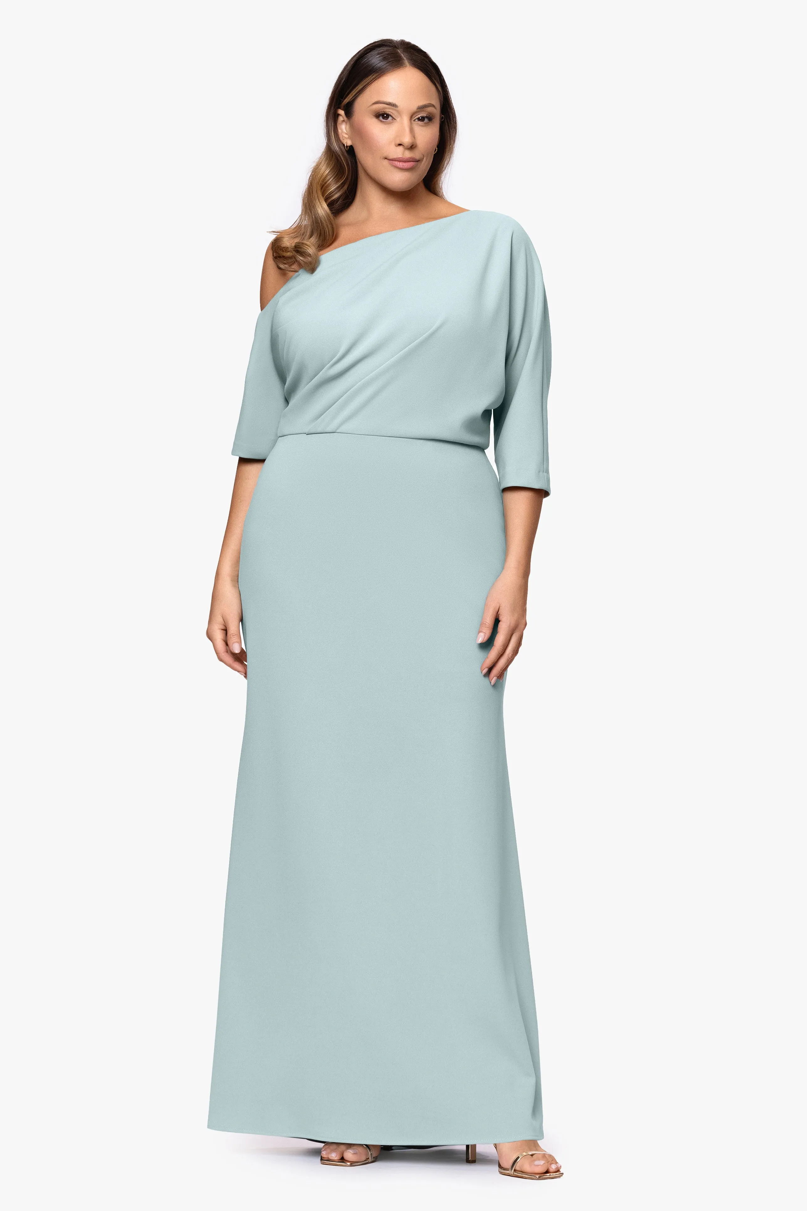 Plus “Madeline” Scuba Crepe Off The Shoulder Dress sold by Betsy & Adam