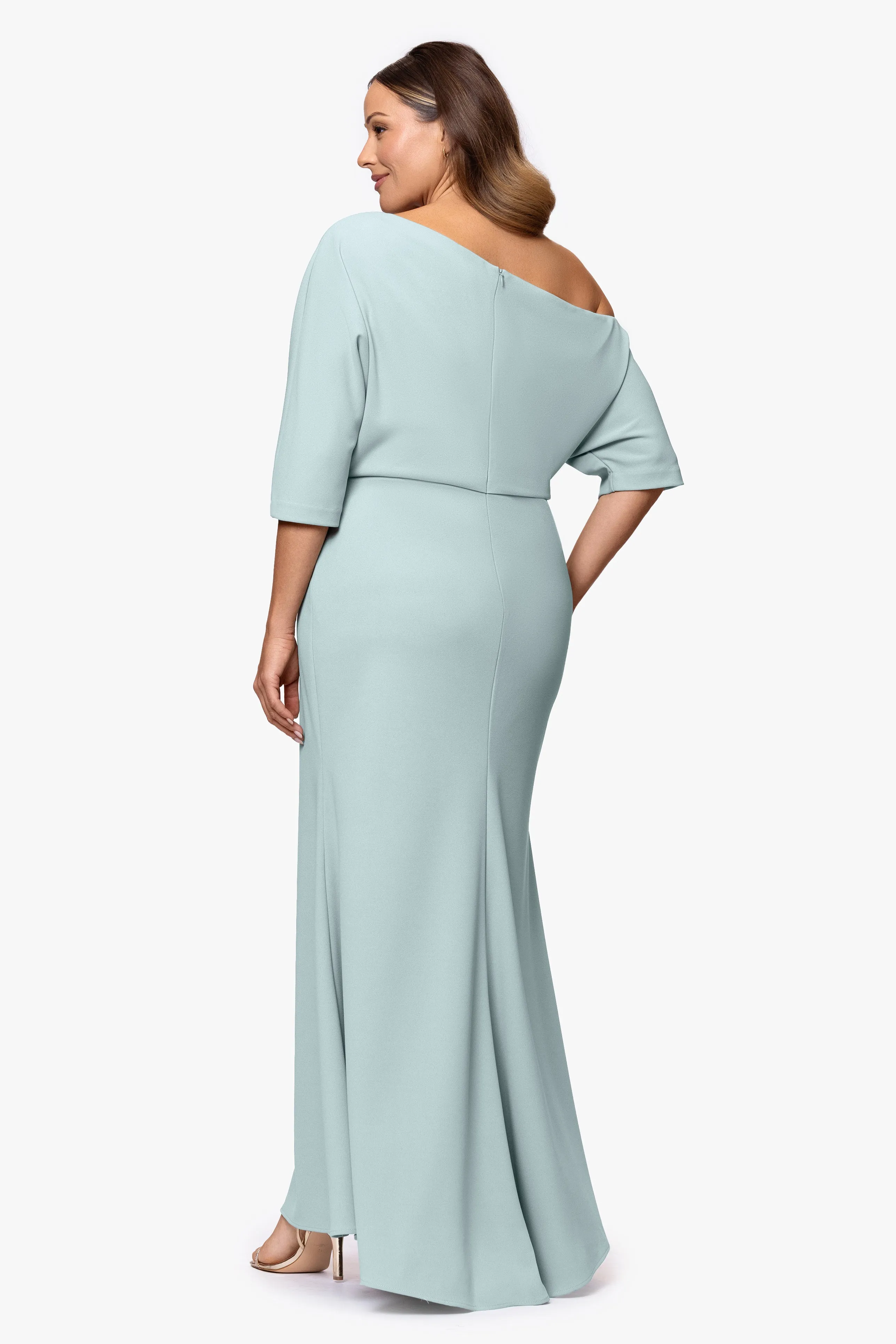 Plus “Madeline” Scuba Crepe Off The Shoulder Dress sold by Betsy & Adam product image thumbnail 3