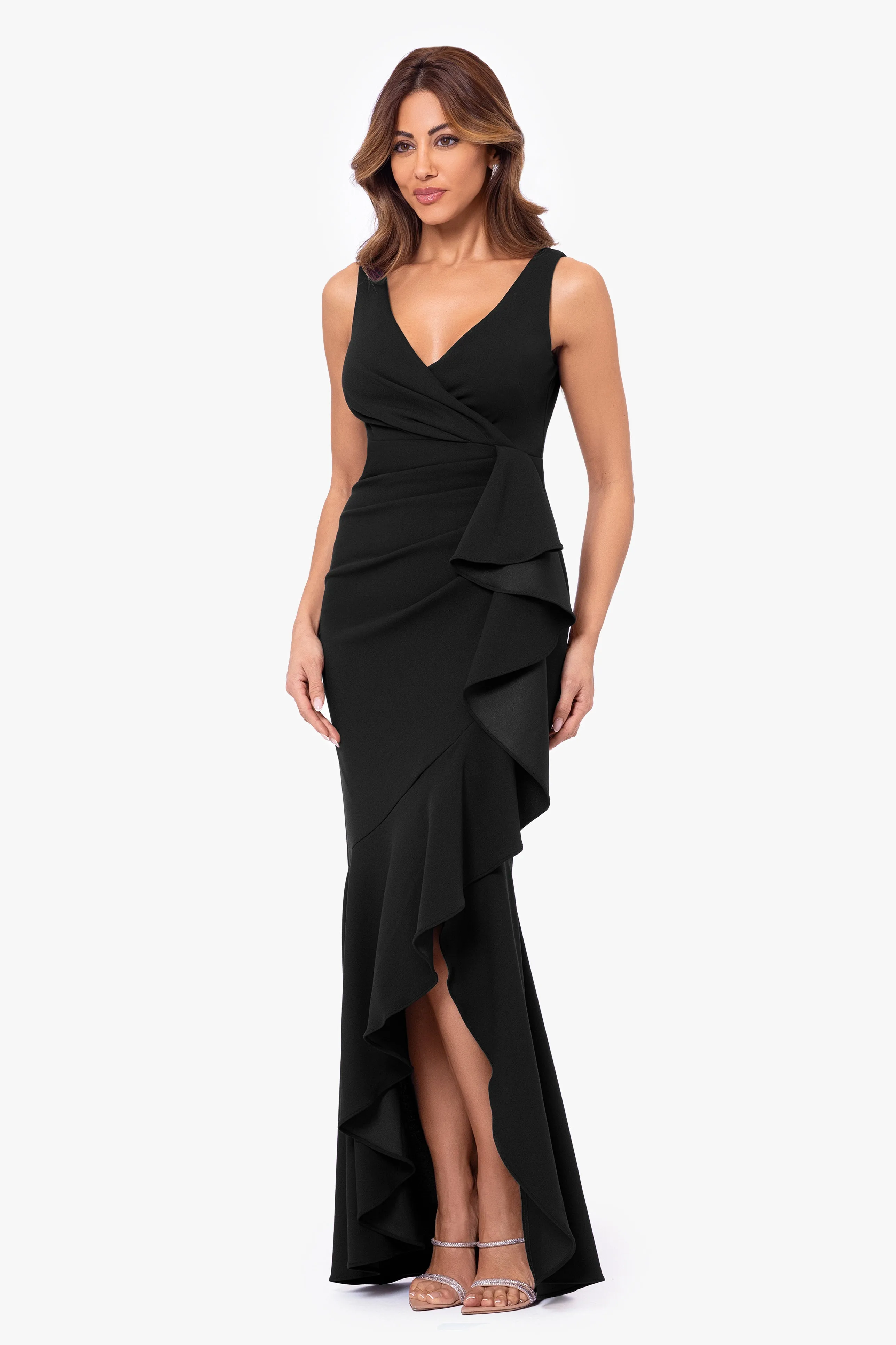 Petite "Candace" V-Neck Hi Low Cascade Dress sold by Betsy & Adam product image thumbnail 4