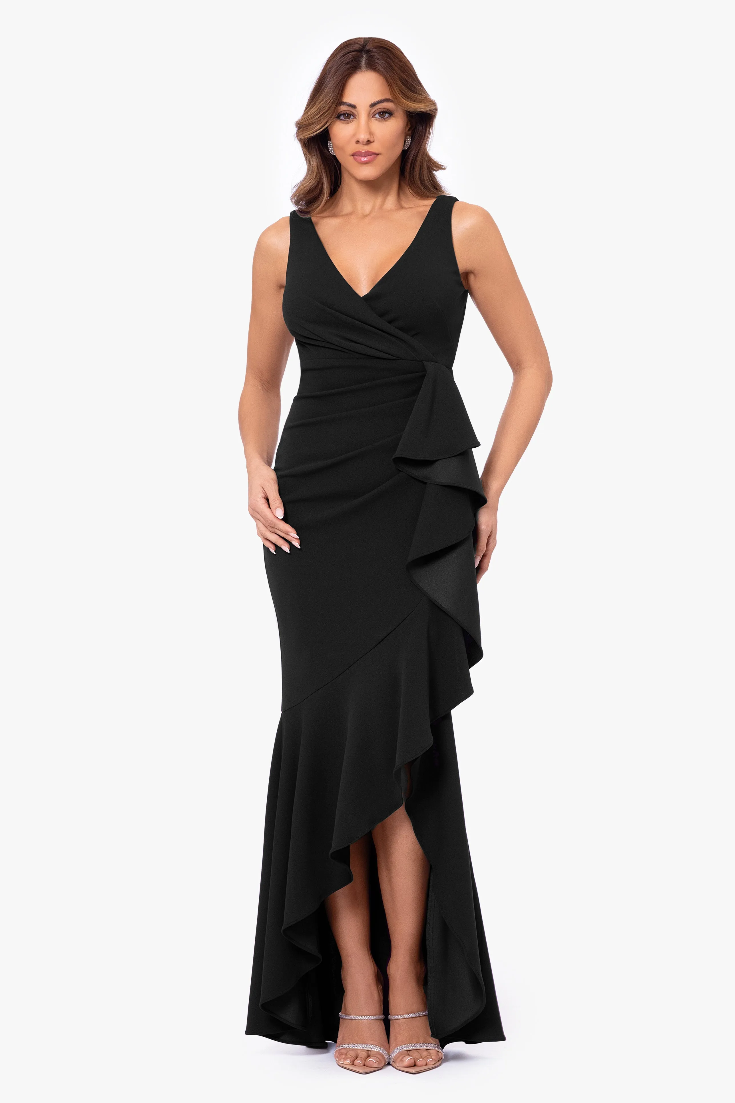 Petite "Candace" V-Neck Hi Low Cascade Dress sold by Betsy & Adam