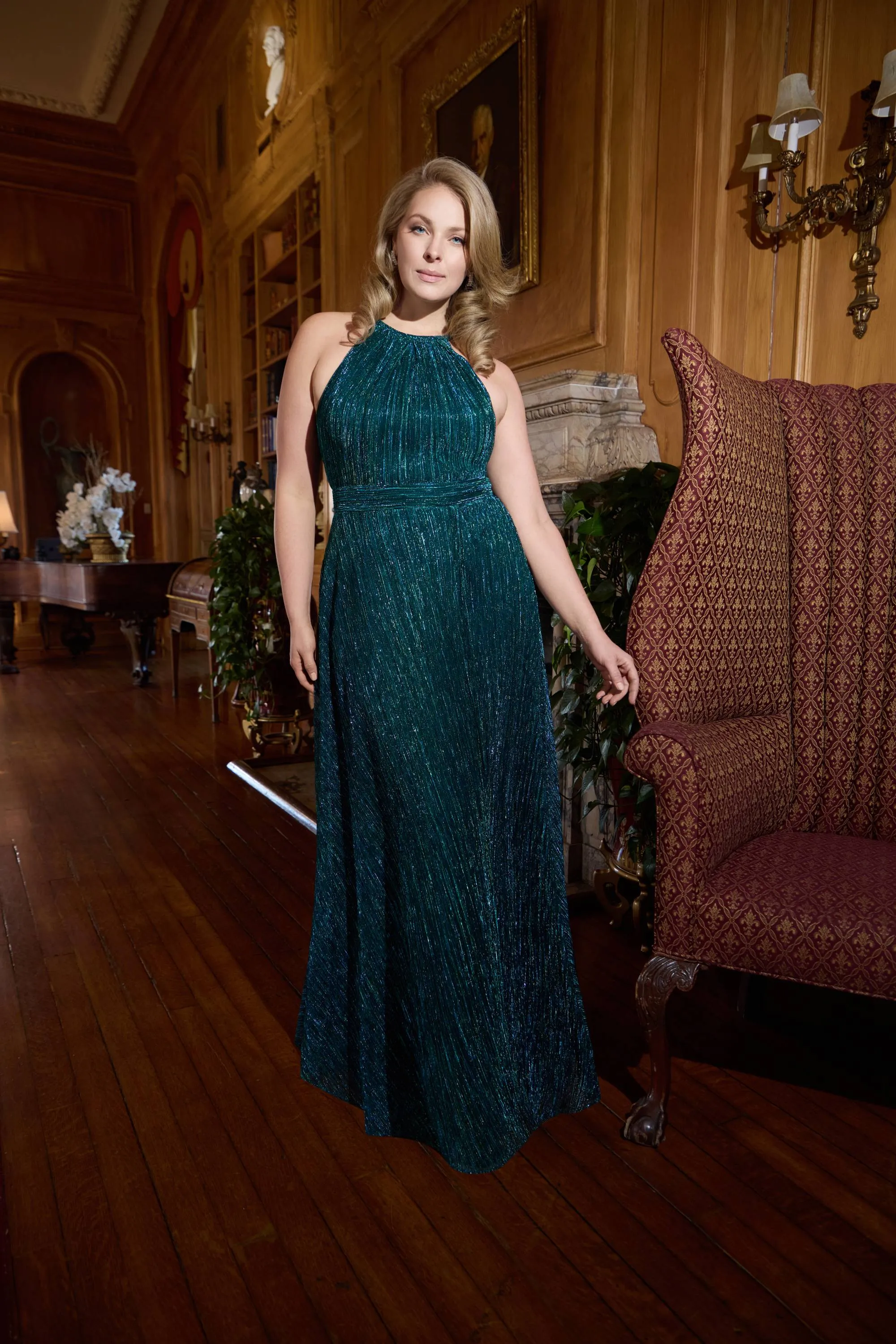 Plus Mila" Metallic Halter Dress sold by Betsy & Adam product image thumbnail 5