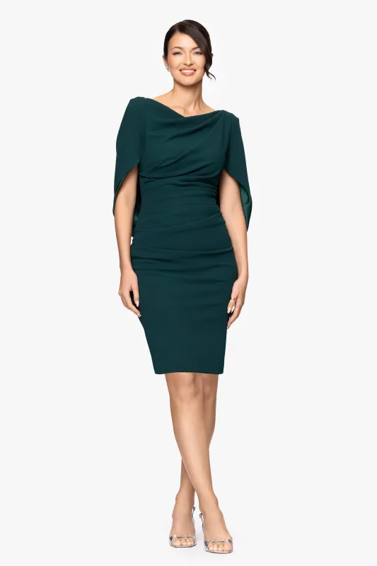 Petite "Jordan" Scuba Crepe Draped Back Short Dress made by Betsy & Adam