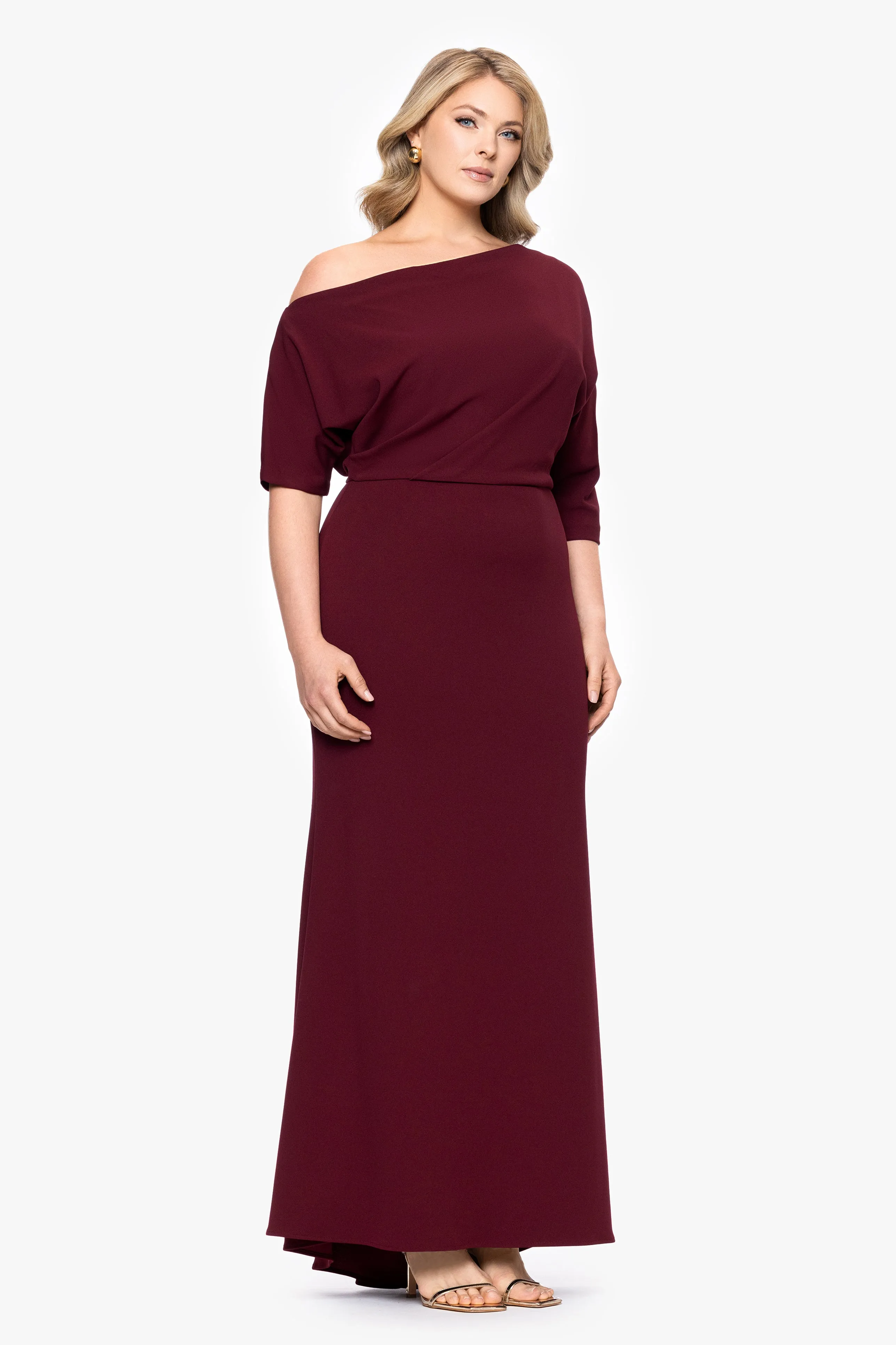 Plus “Madeline” Scuba Crepe Off The Shoulder Dress sold by Betsy & Adam product image thumbnail 4
