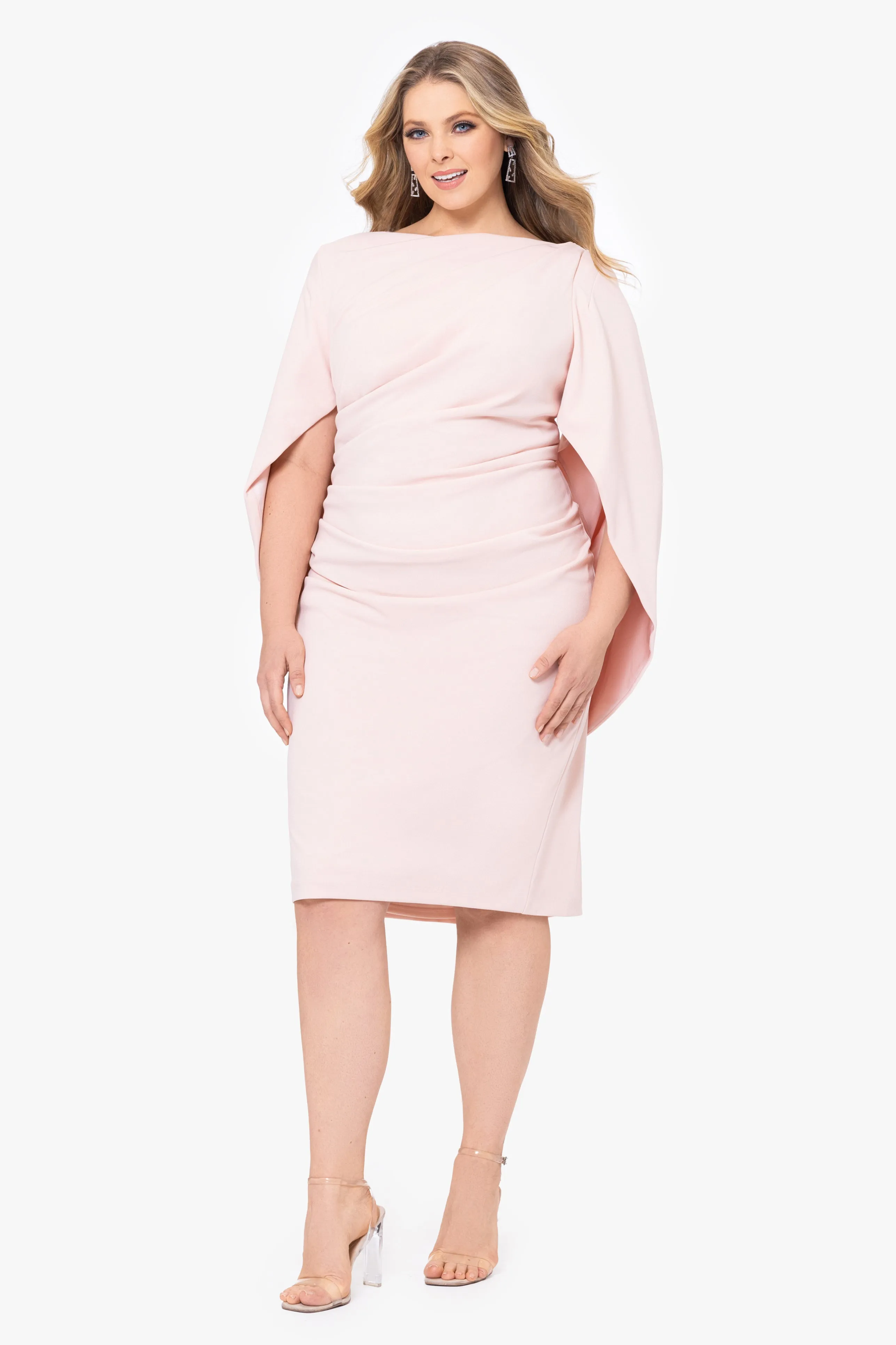 Plus "Jordan" Scuba Crepe Draped Back Short Dress sold by Betsy & Adam product image thumbnail 4