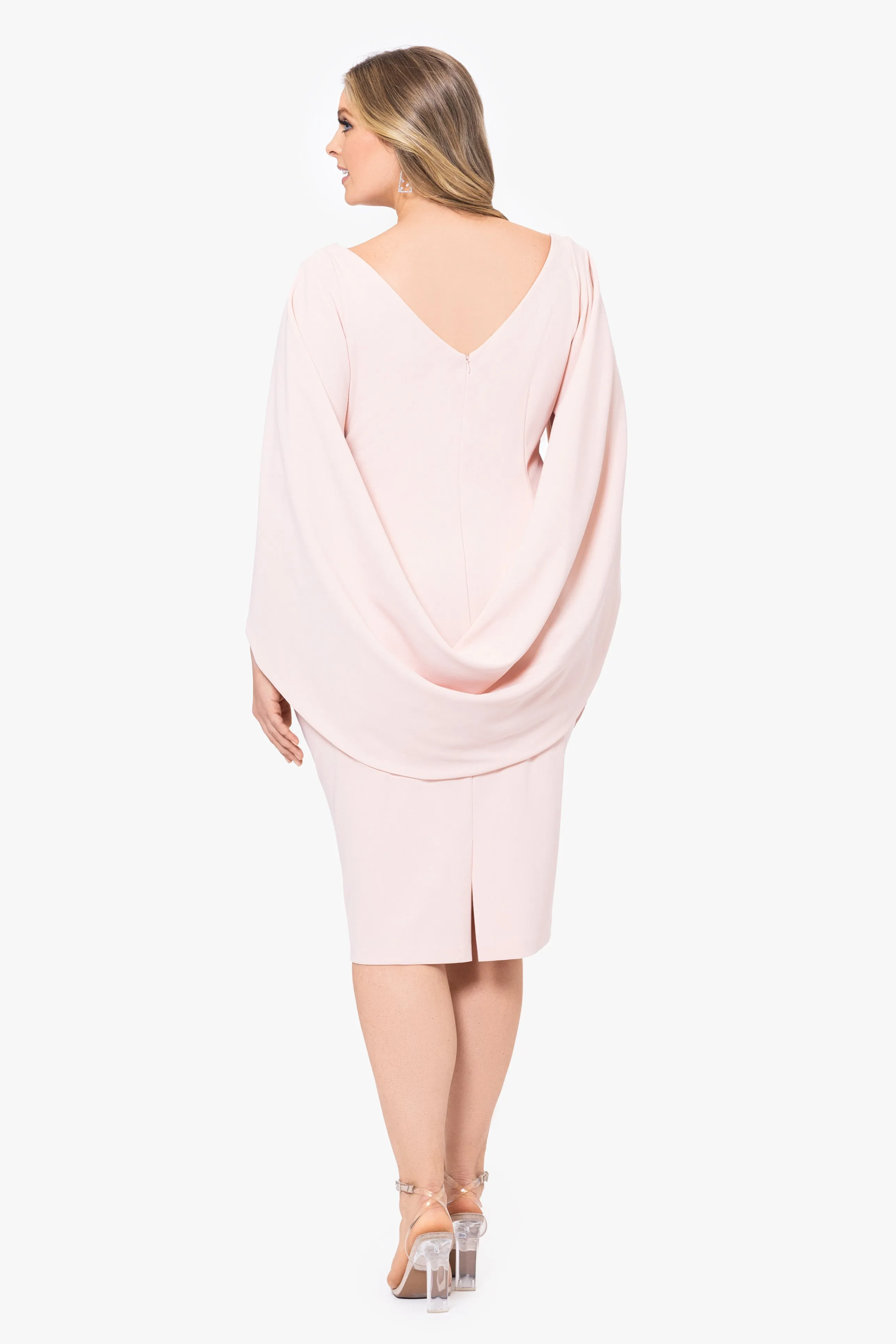 Plus "Jordan" Scuba Crepe Draped Back Short Dress sold by Betsy & Adam product image thumbnail 3