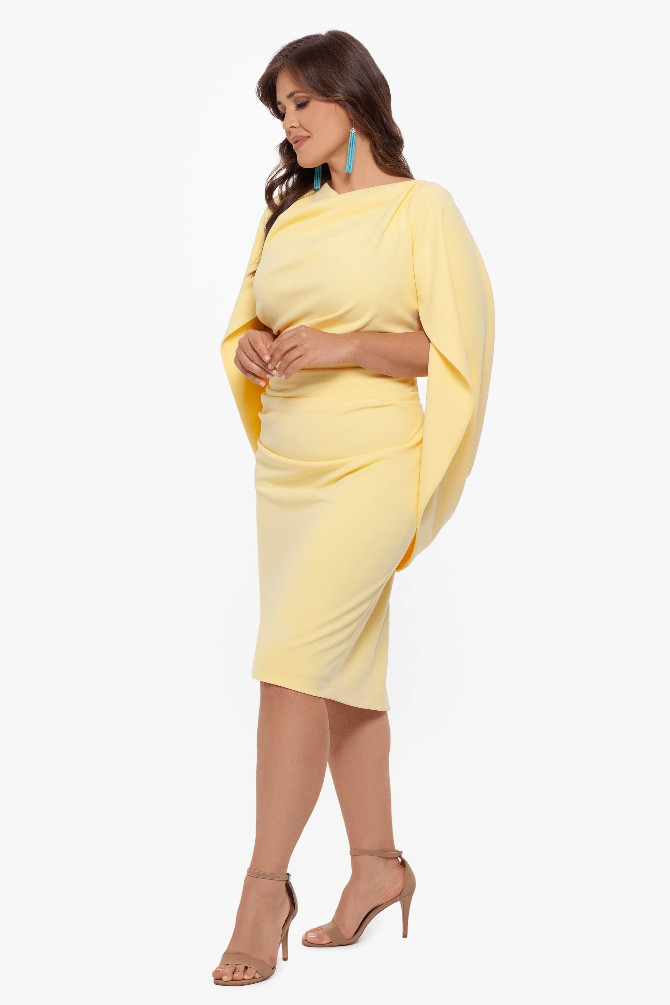 Plus "Jordan" Scuba Crepe Draped Back Short Dress sold by Betsy & Adam product image thumbnail 3