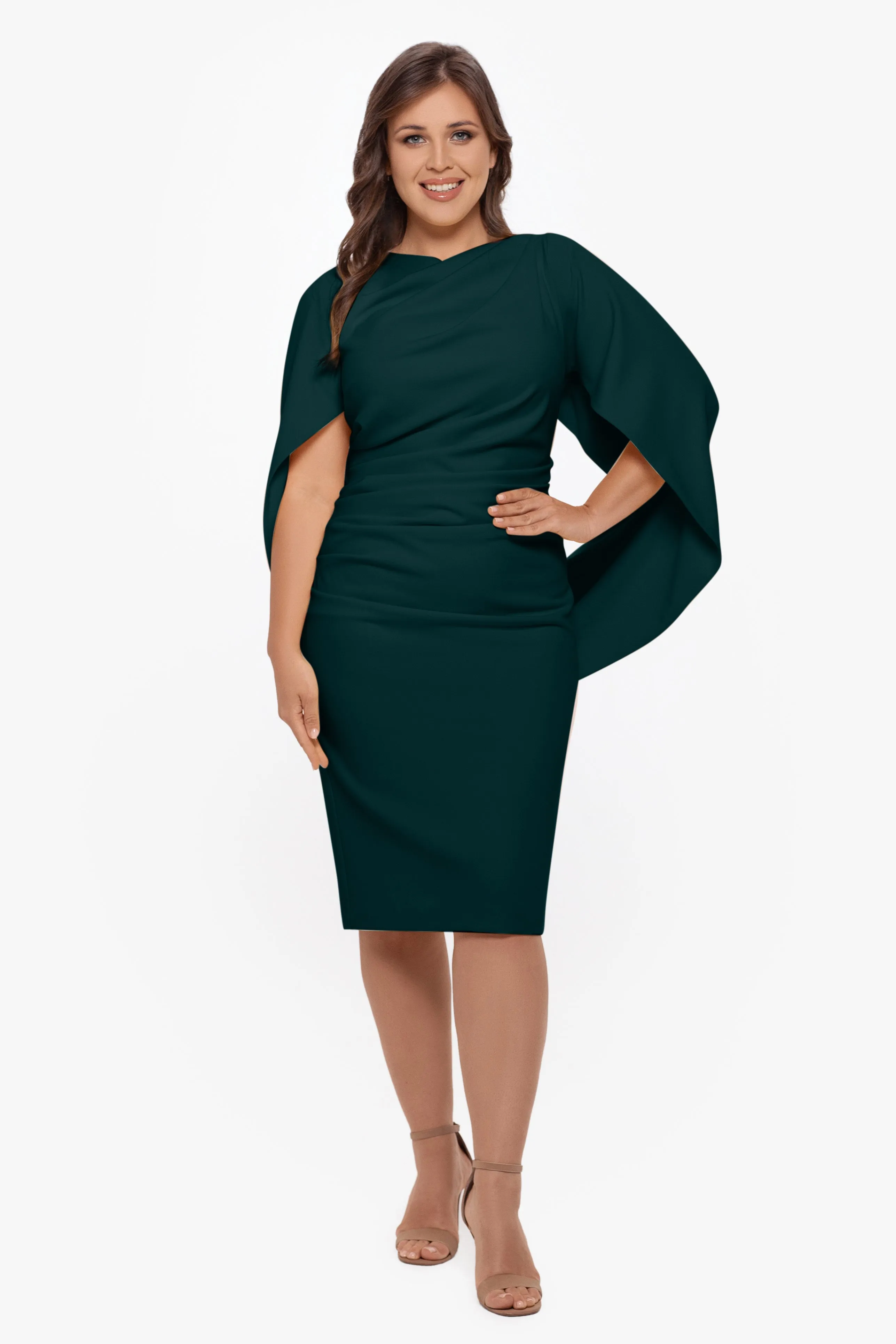 Plus "Jordan" Scuba Crepe Draped Back Short Dress sold by Betsy & Adam product image thumbnail 4