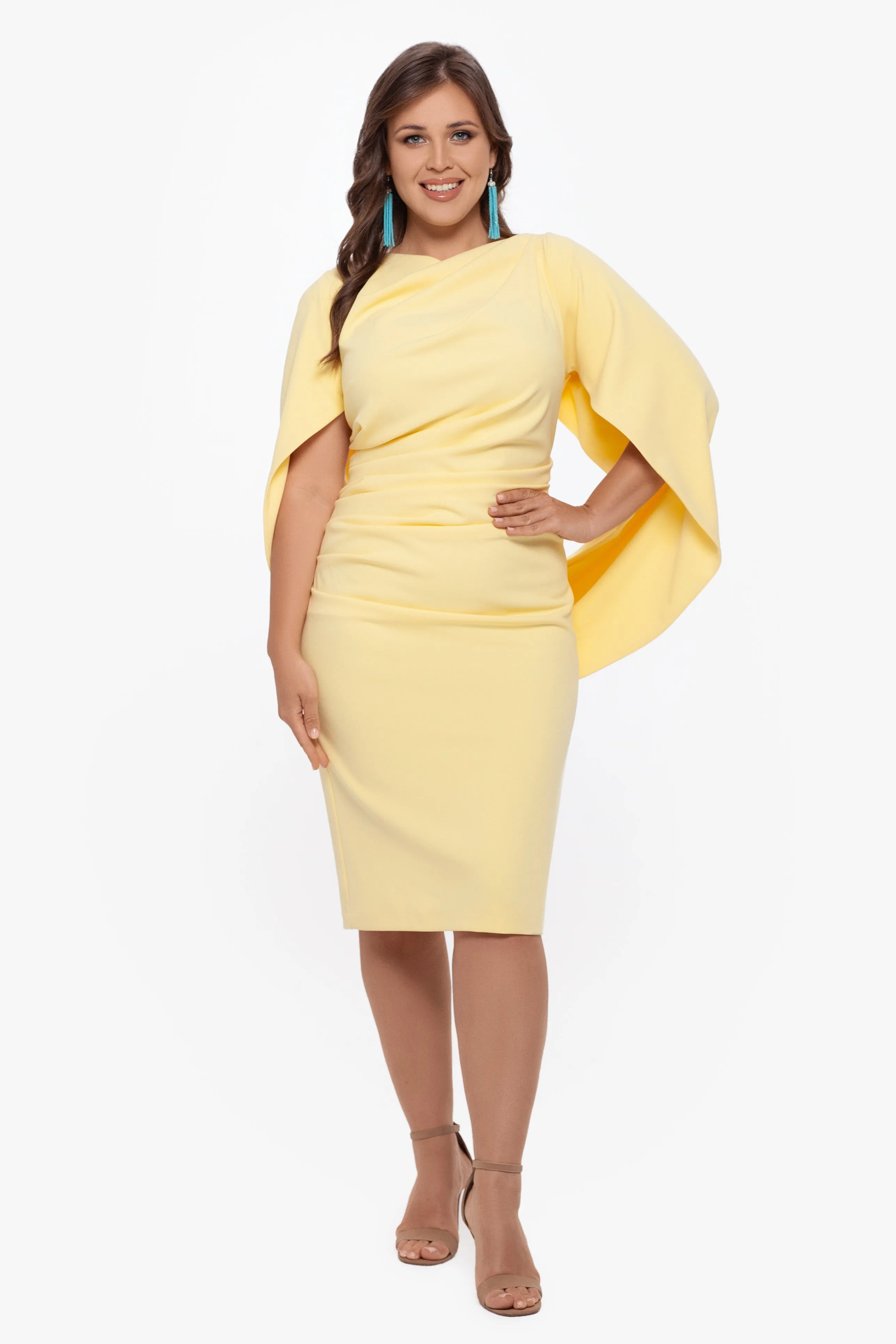 Plus "Jordan" Scuba Crepe Draped Back Short Dress sold by Betsy & Adam