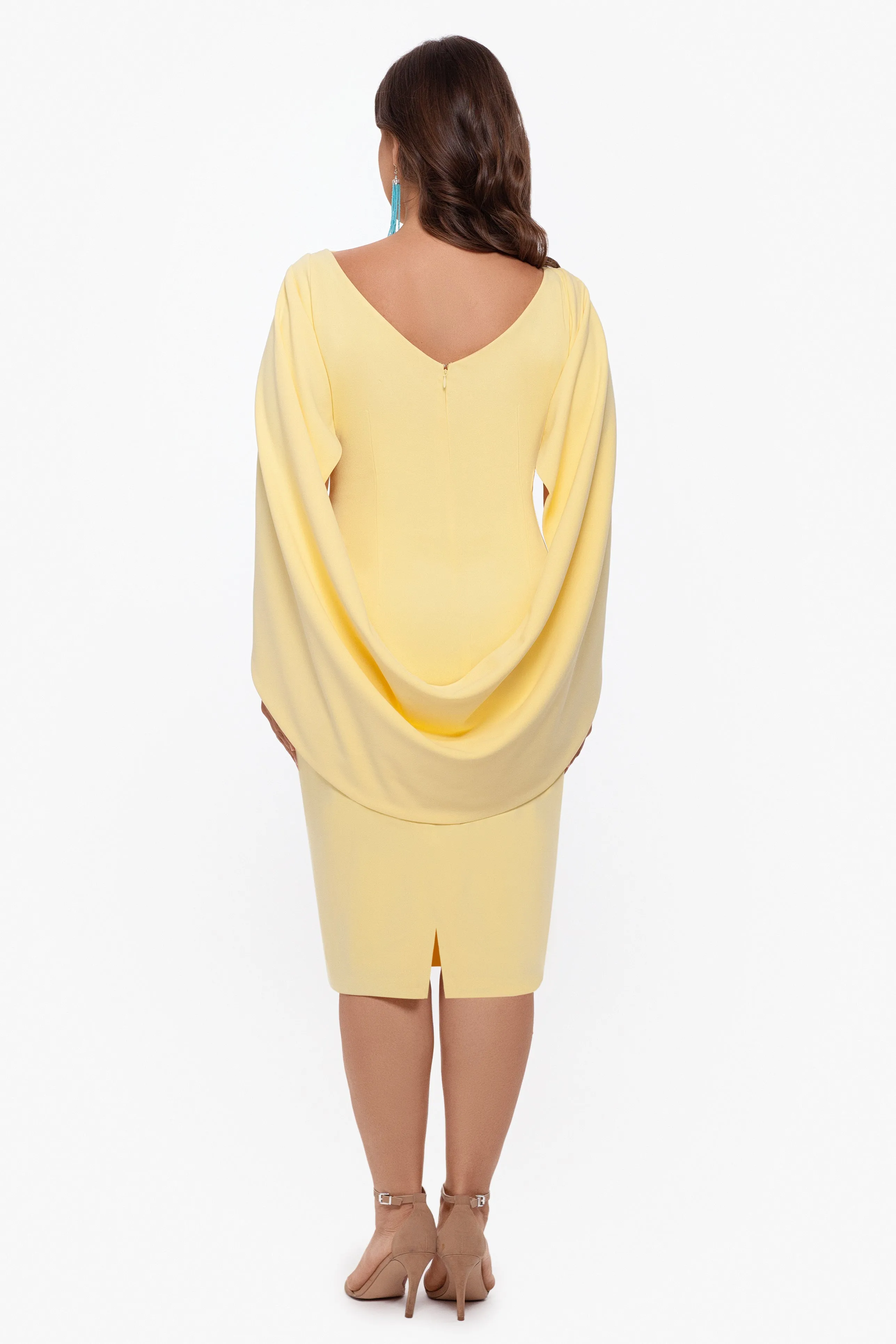 Plus "Jordan" Scuba Crepe Draped Back Short Dress sold by Betsy & Adam product image thumbnail 2
