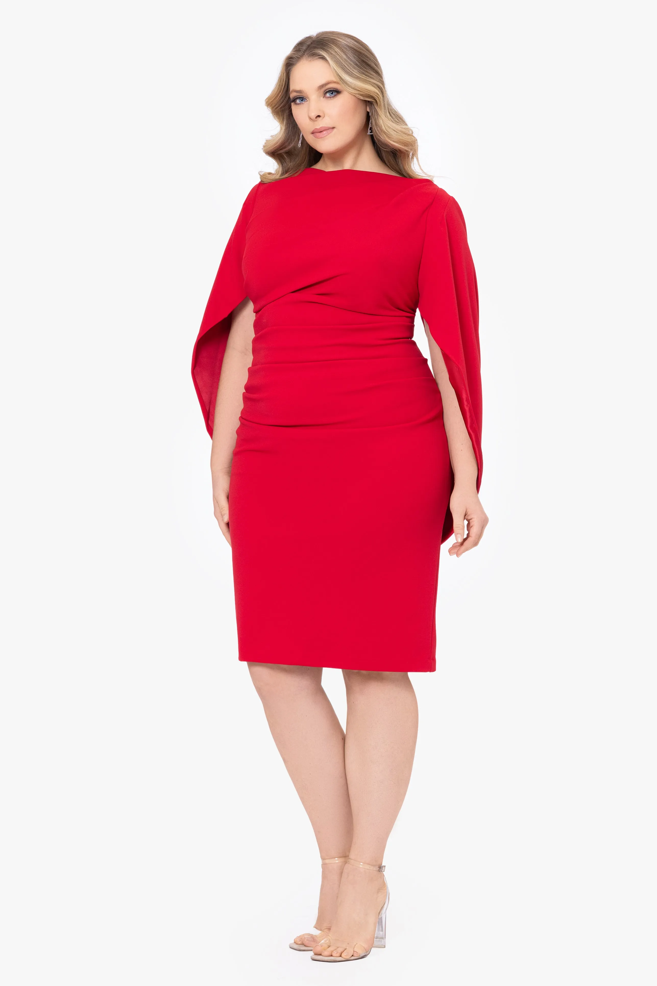 Plus "Jordan" Scuba Crepe Draped Back Short Dress sold by Betsy & Adam product image thumbnail 4