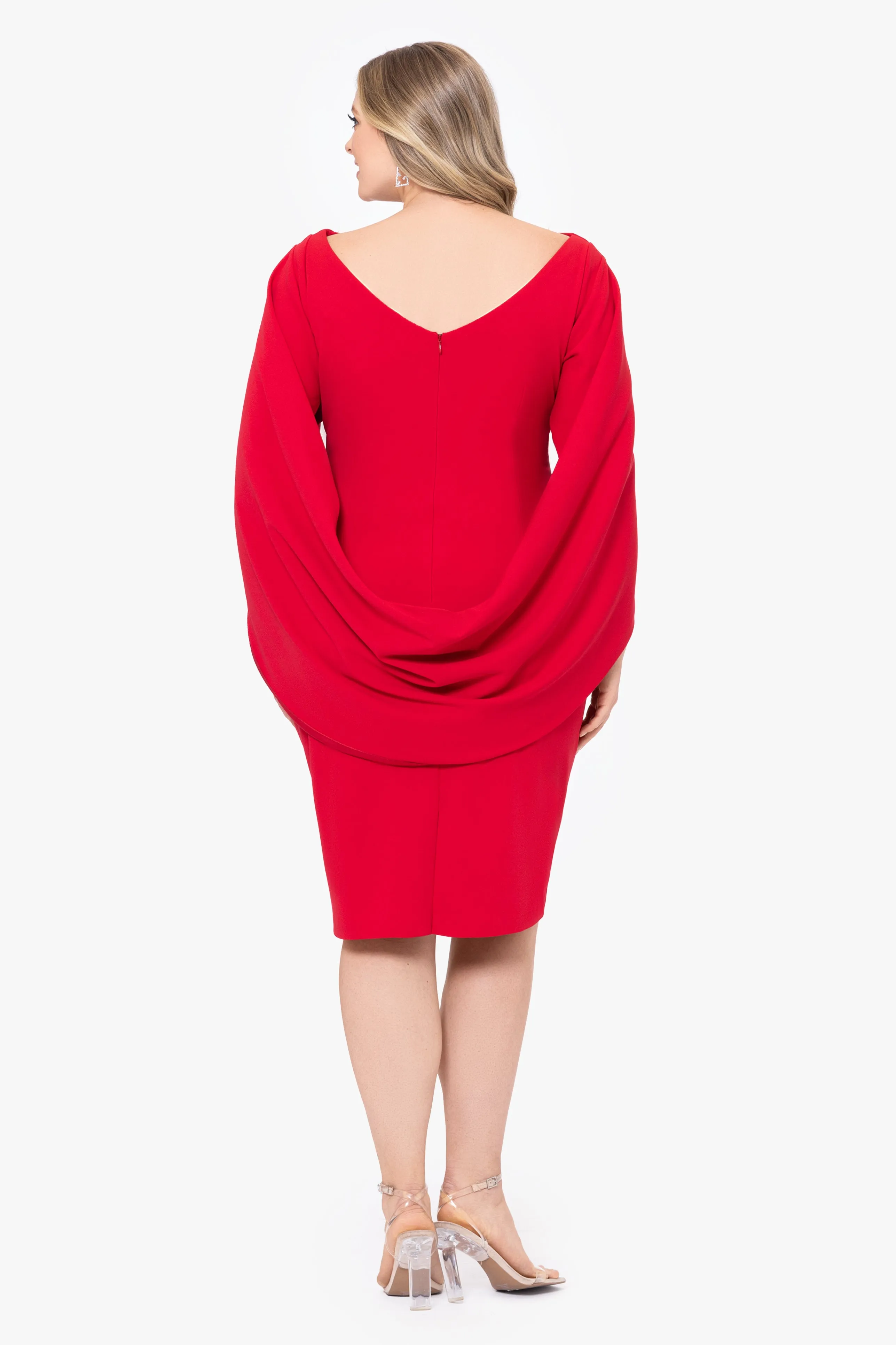 Plus "Jordan" Scuba Crepe Draped Back Short Dress sold by Betsy & Adam product image thumbnail 3