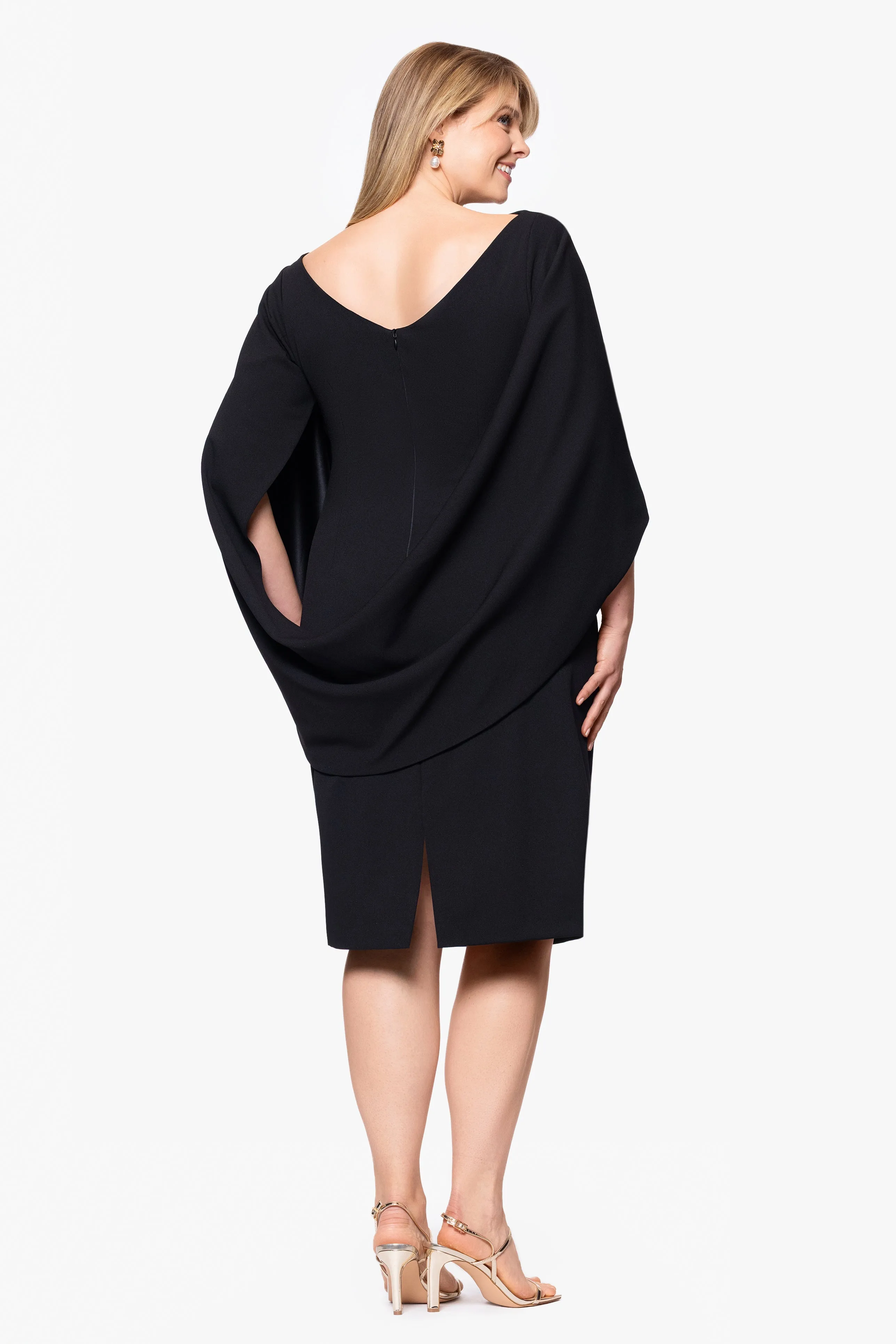 Plus "Jordan" Scuba Crepe Draped Back Short Dress sold by Betsy & Adam product image thumbnail 3