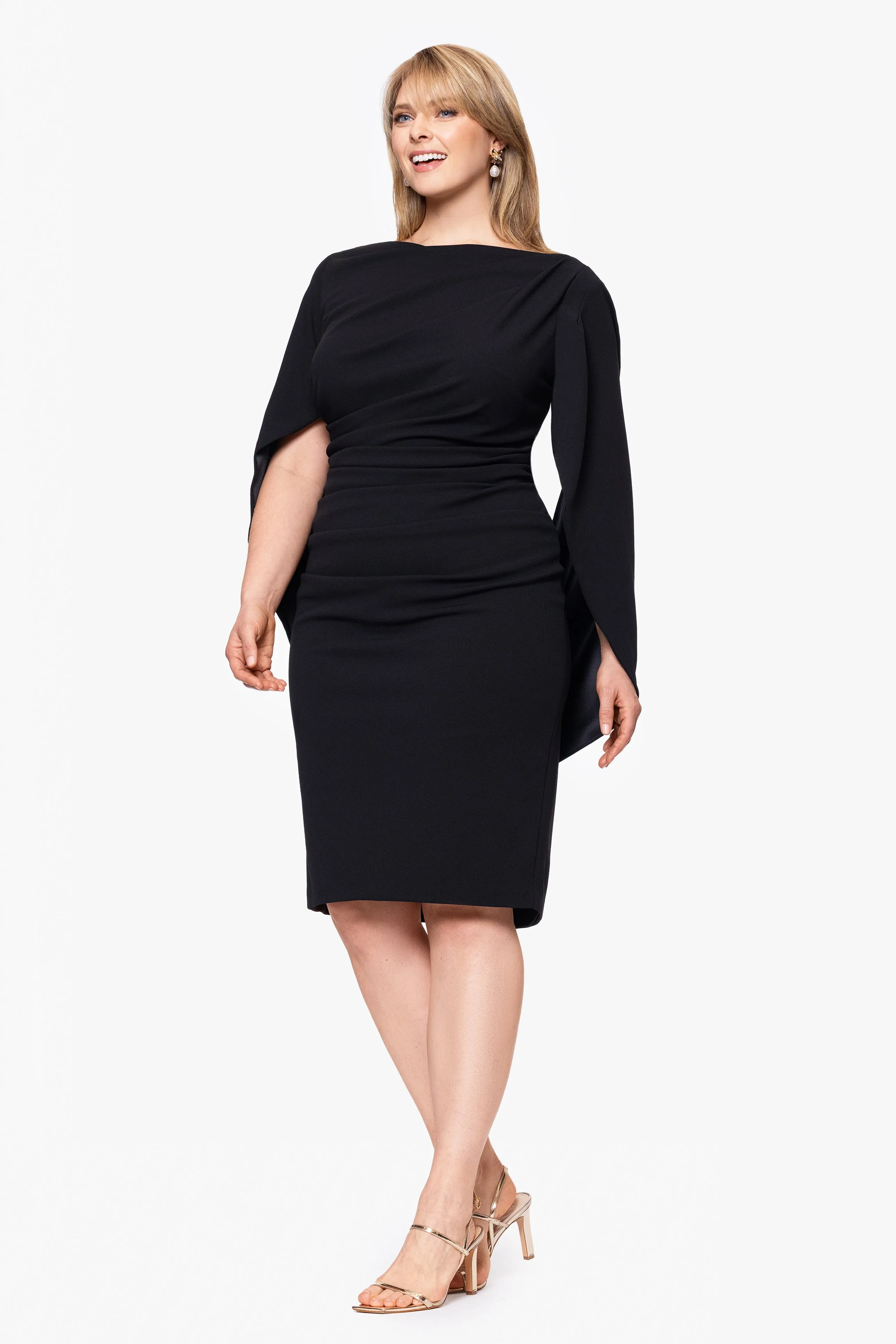 Plus "Jordan" Scuba Crepe Draped Back Short Dress sold by Betsy & Adam product image thumbnail 4
