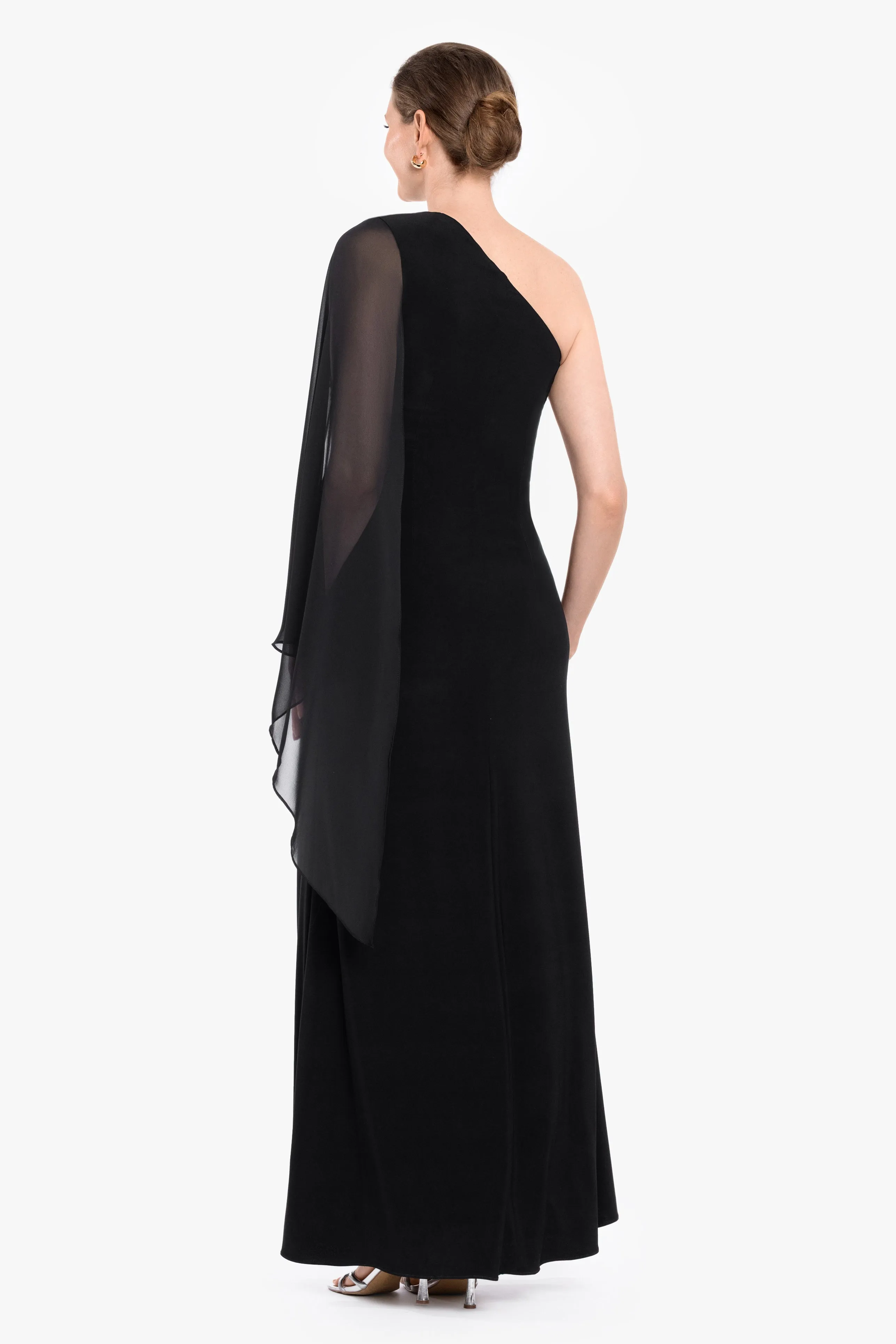 "Colleen" Jersey Knit & Chiffon One Shoulder Dress sold by Betsy & Adam product image thumbnail 3