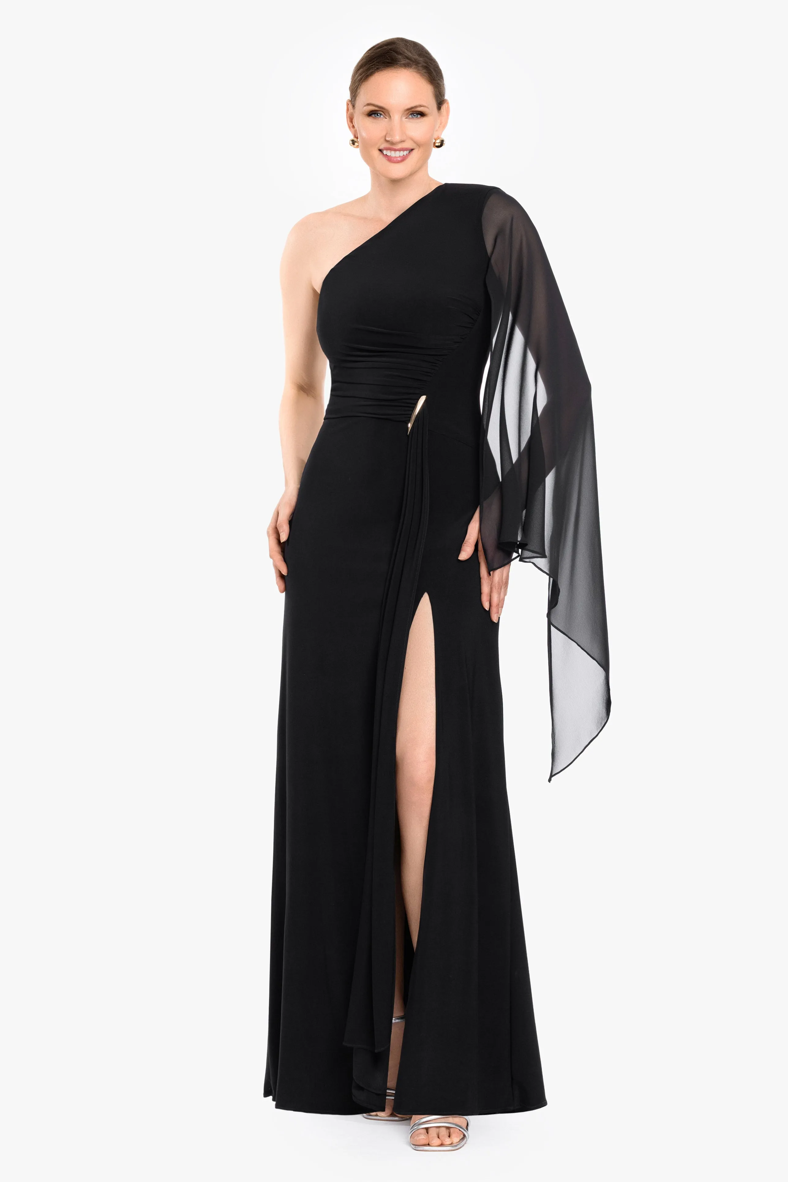 "Colleen" Jersey Knit & Chiffon One Shoulder Dress sold by Betsy & Adam product image thumbnail 5
