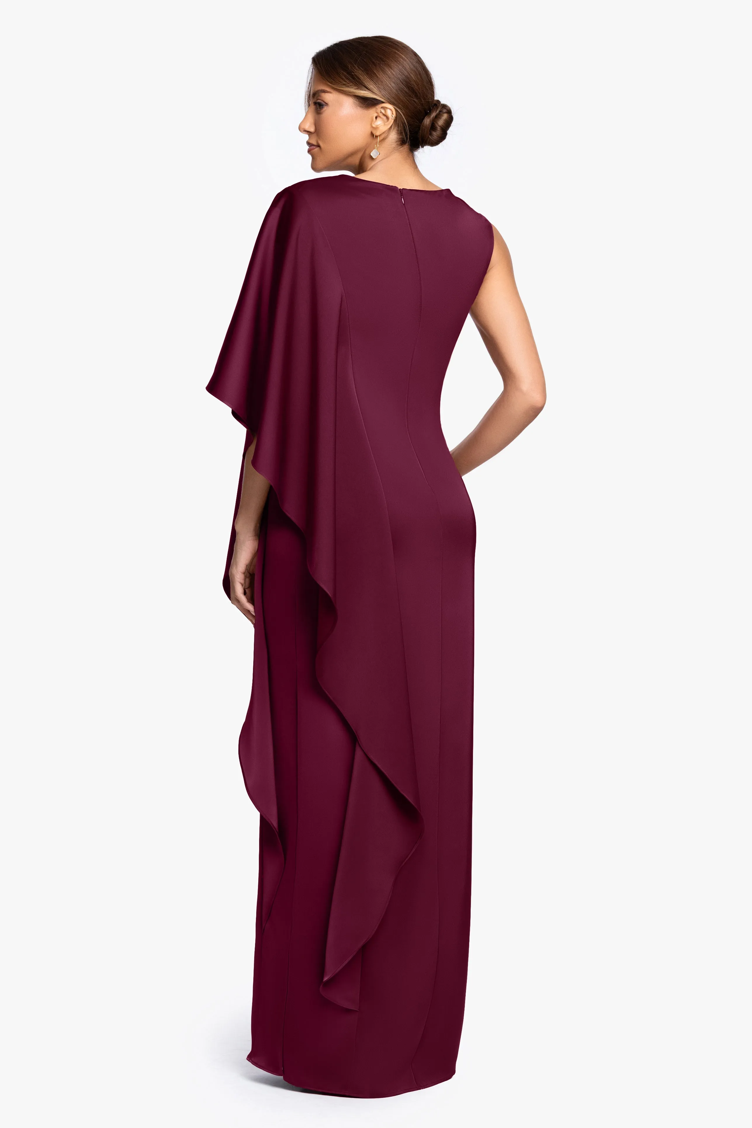 "Annie" Satin Kaftan Side Ruffle Dress sold by Betsy & Adam product image thumbnail 3