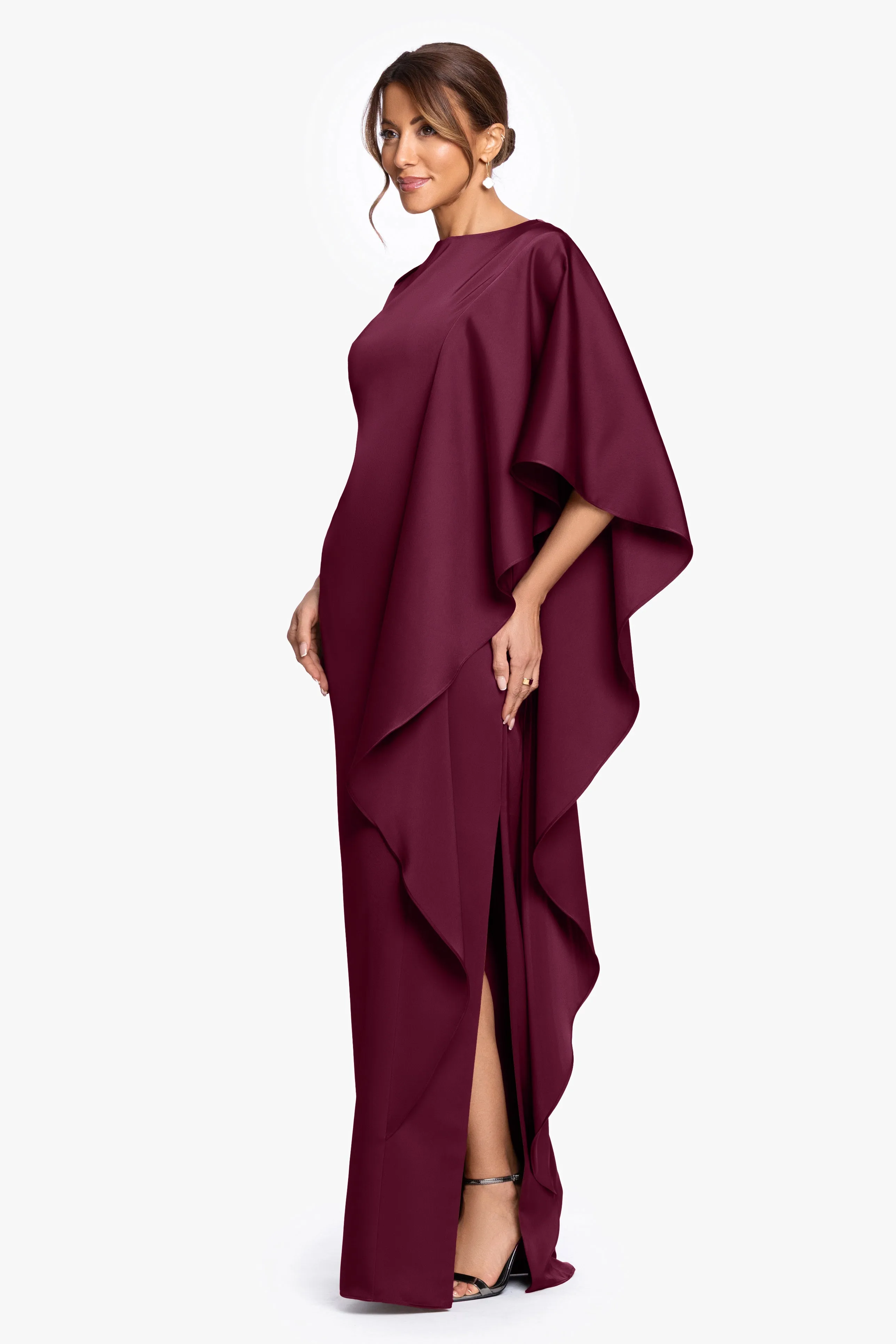 "Annie" Satin Kaftan Side Ruffle Dress sold by Betsy & Adam product image thumbnail 4