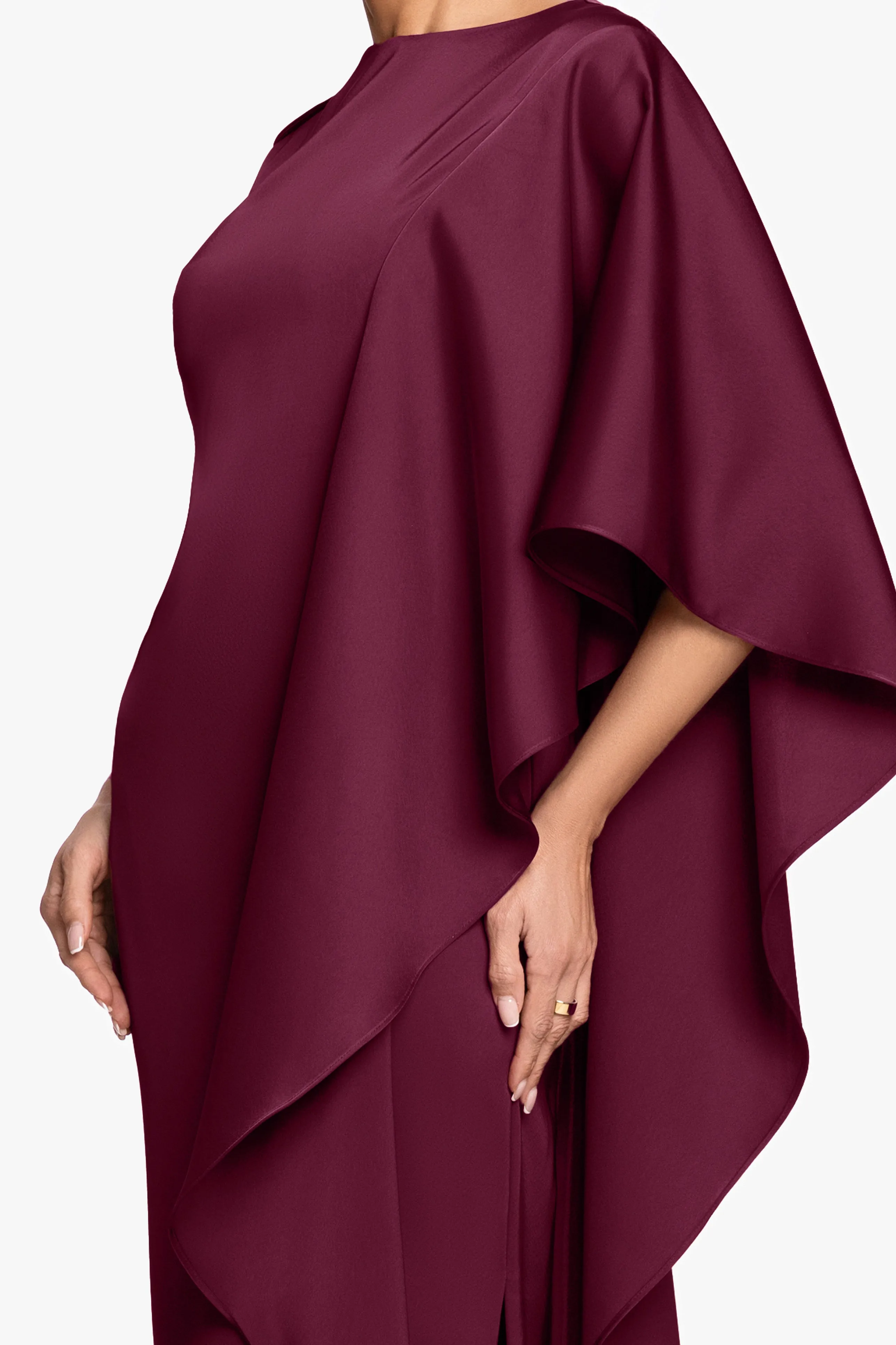 "Annie" Satin Kaftan Side Ruffle Dress sold by Betsy & Adam product image thumbnail 2