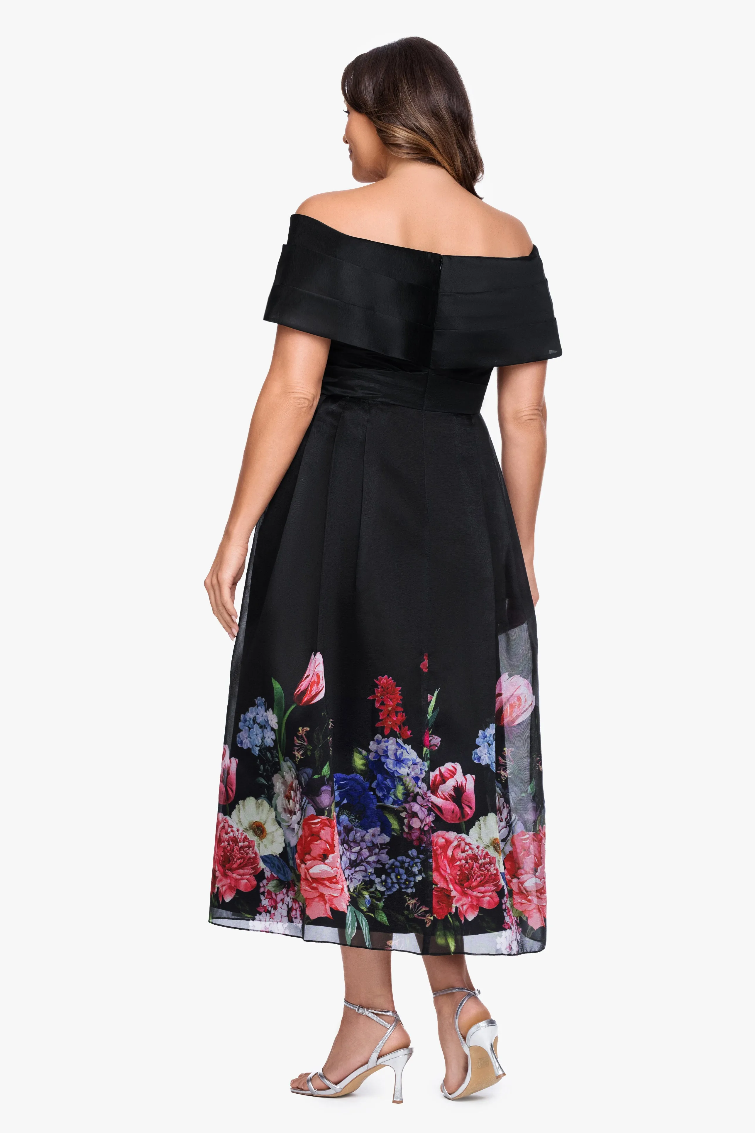 Plus "Tabitha" Organza Print Off the Shoulder Midi Dress sold by Betsy & Adam product image thumbnail 3
