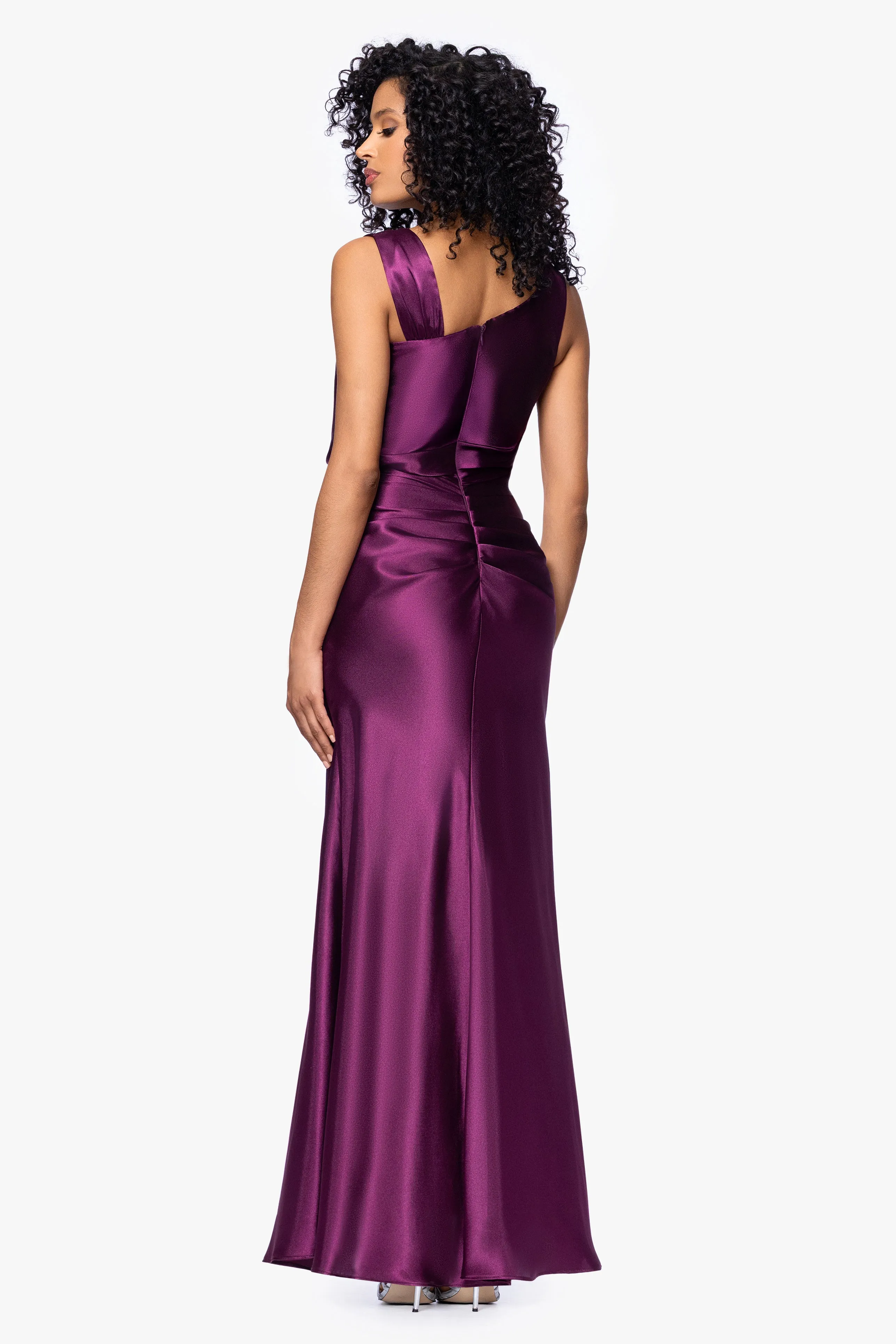 "Melody" Satin Ruched Dress sold by Betsy & Adam product image thumbnail 3