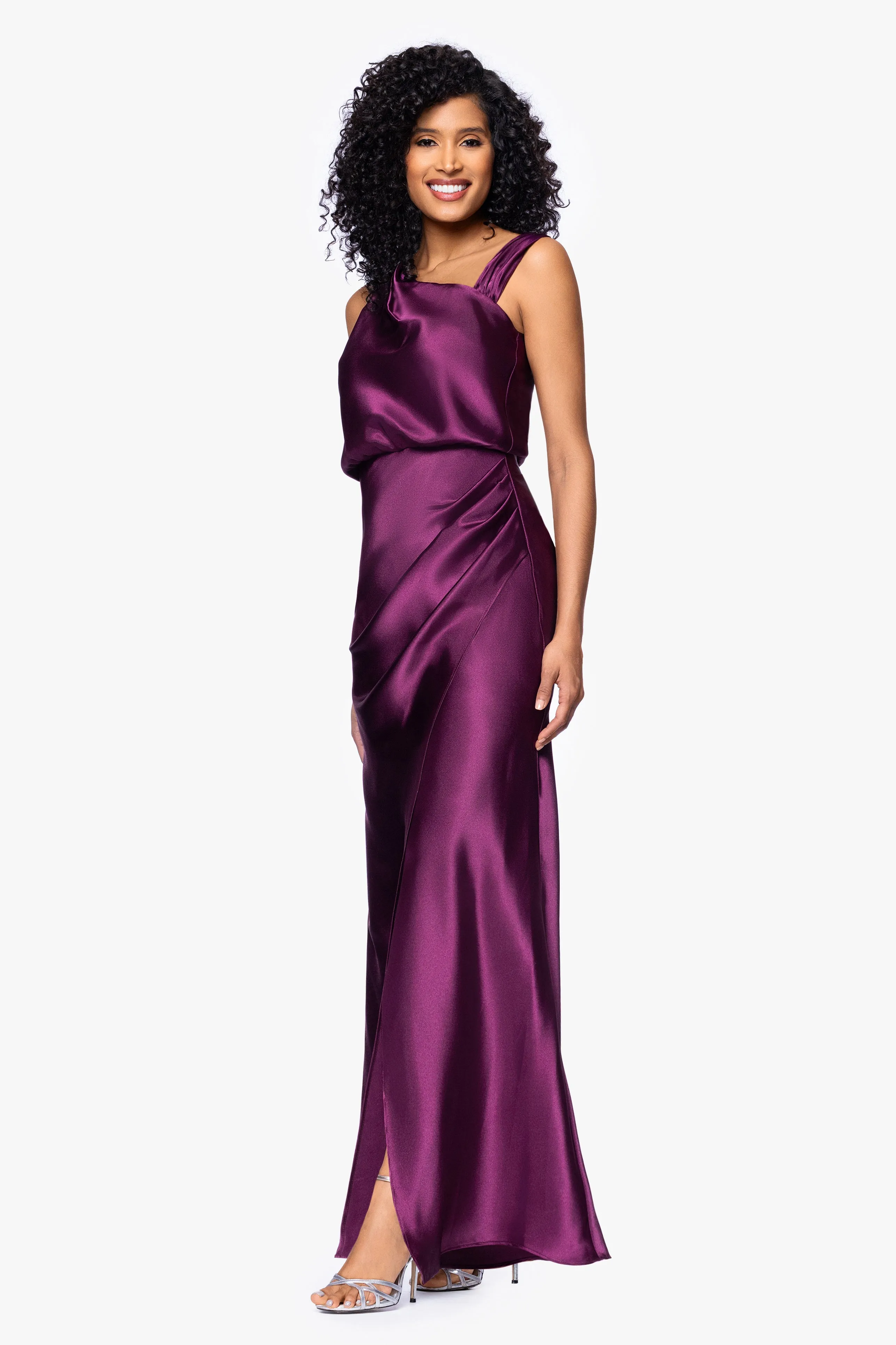 "Melody" Satin Ruched Dress sold by Betsy & Adam product image thumbnail 4