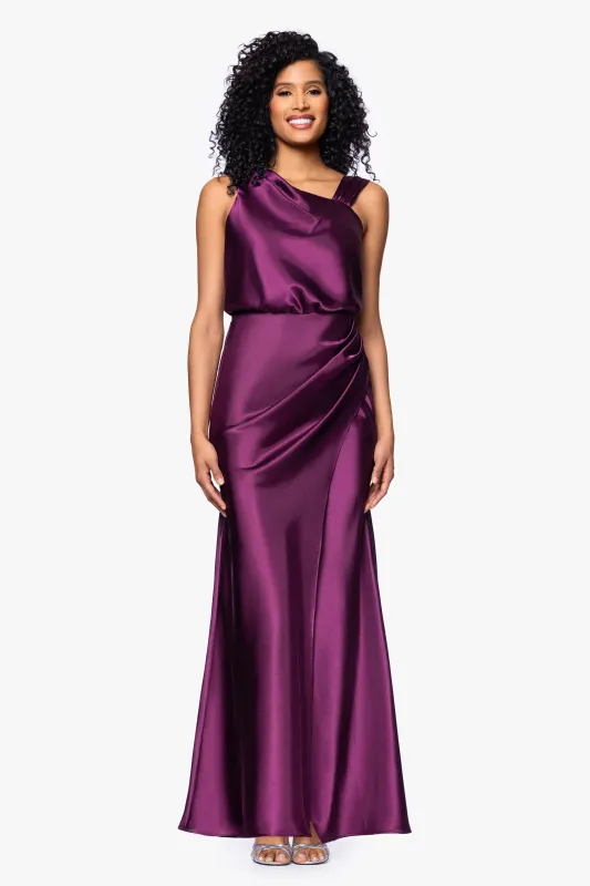"Melody" Satin Ruched Dress made by Betsy & Adam