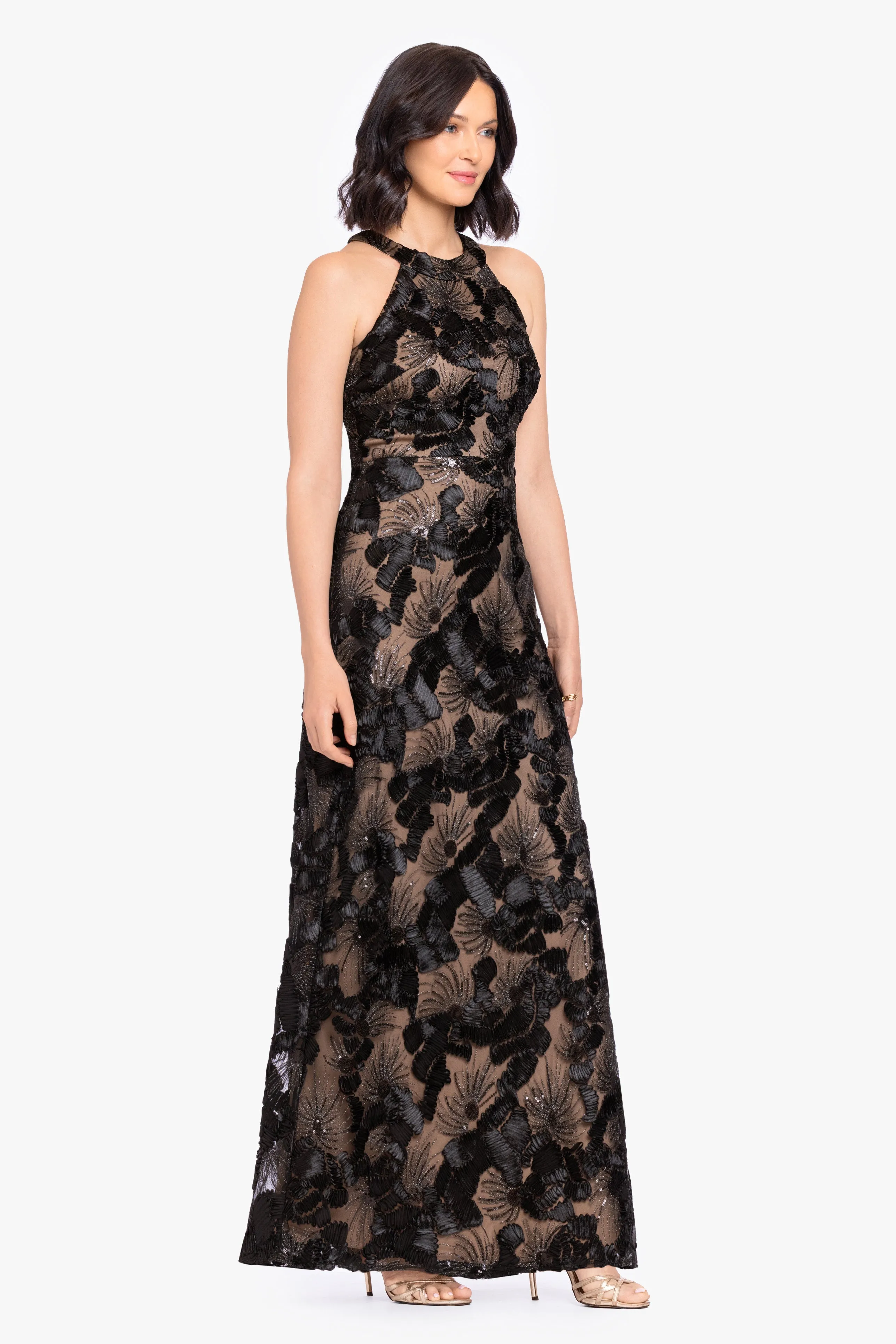 “Fabiana” Soutache Sequin Halter Neck Dress sold by Betsy & Adam product image thumbnail 4